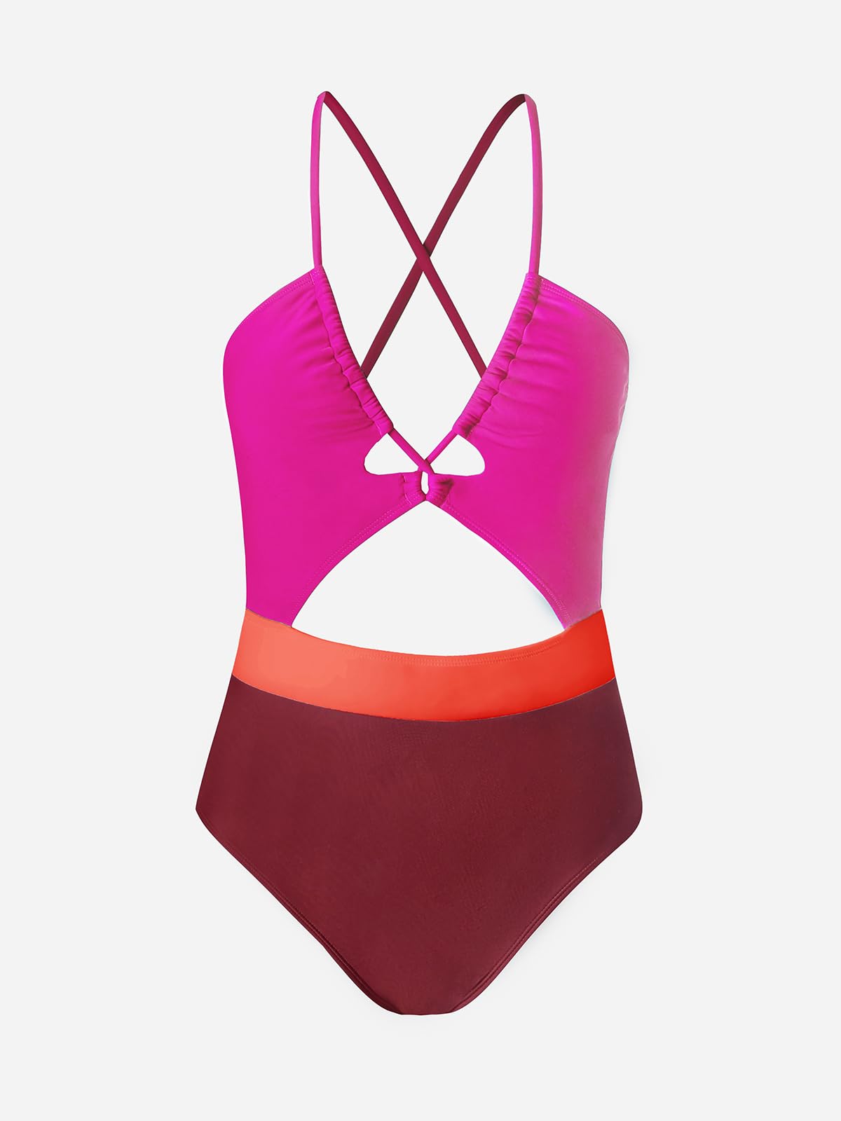 CUPSHE Women's One Piece Swimsuit Plunge Neckline Cutout Criss Cross Bathing Suit