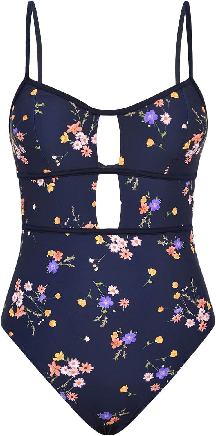 CUPSHE Women's One Piece Swimsuit Scoop Neck Adjustable Straps Cutout Back Self Tie Bathing Suit