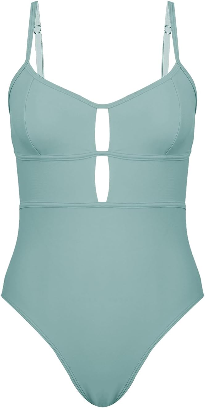 CUPSHE Women's One Piece Swimsuit Scoop Neck Adjustable Straps Cutout Back Self Tie Bathing Suit