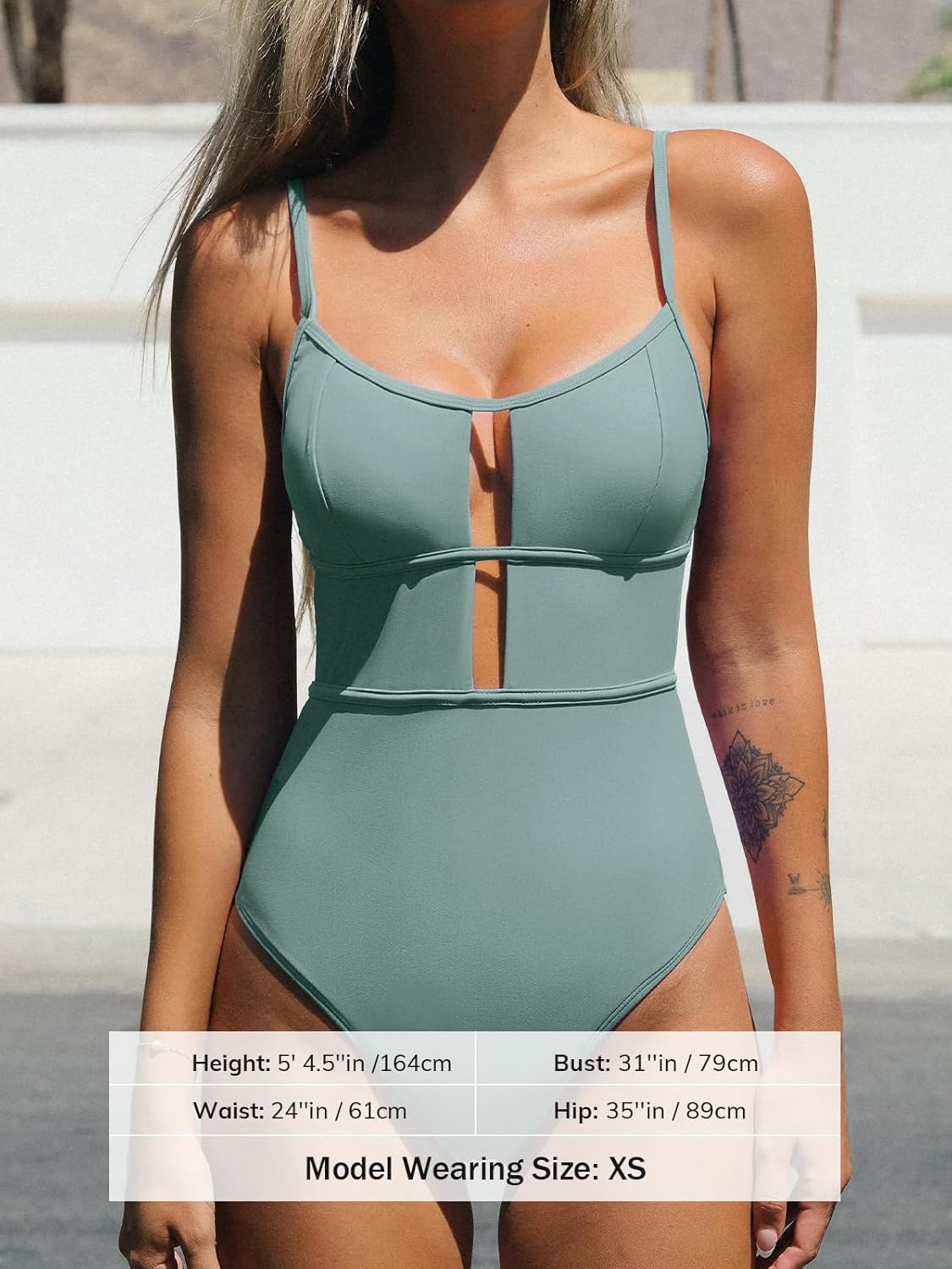 CUPSHE Women's One Piece Swimsuit Scoop Neck Adjustable Straps Cutout Back Self Tie Bathing Suit