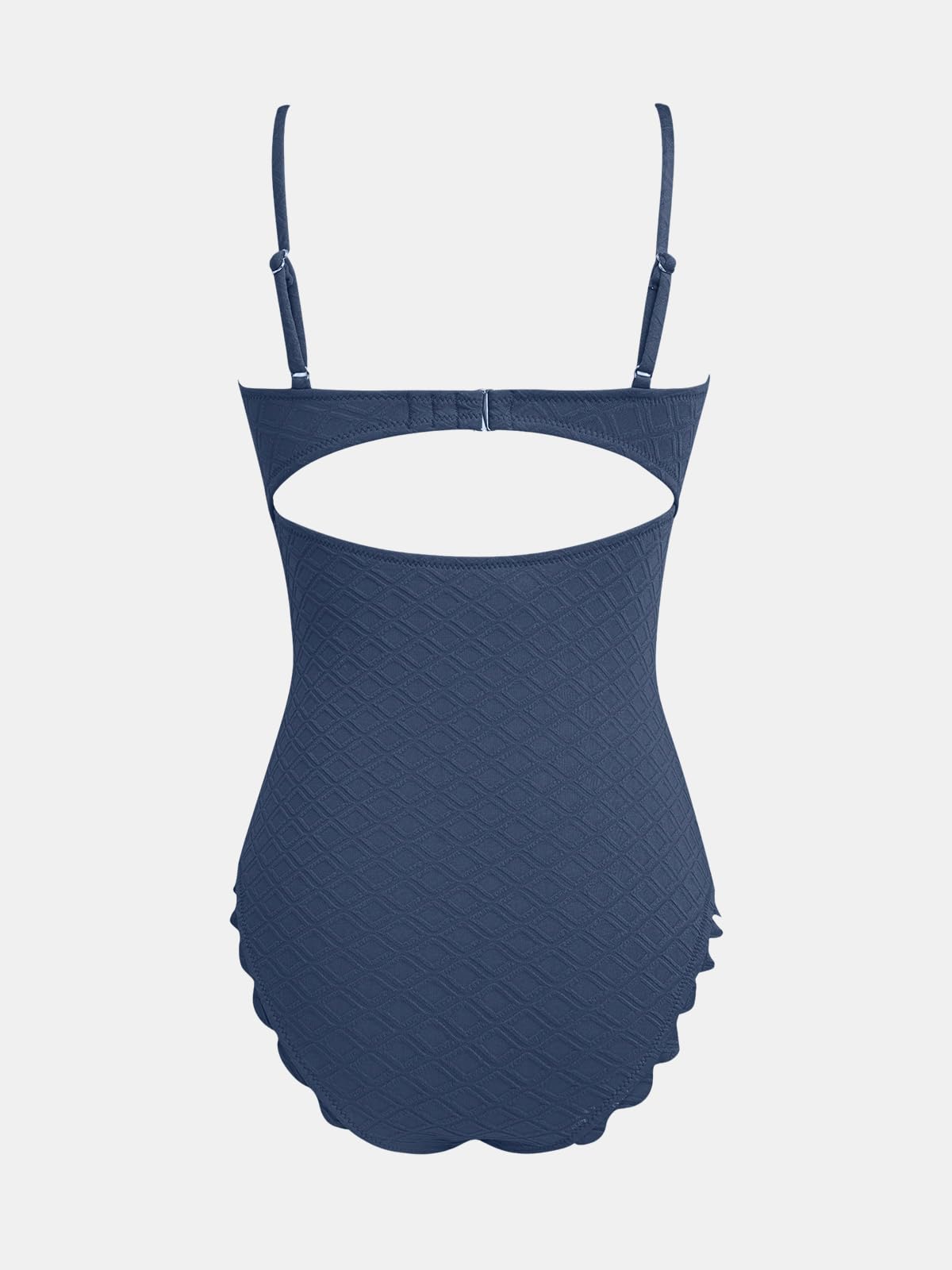 CUPSHE Women's One Piece Swimsuit Sexy Black Cutout Scallop Trim Bathing Suit