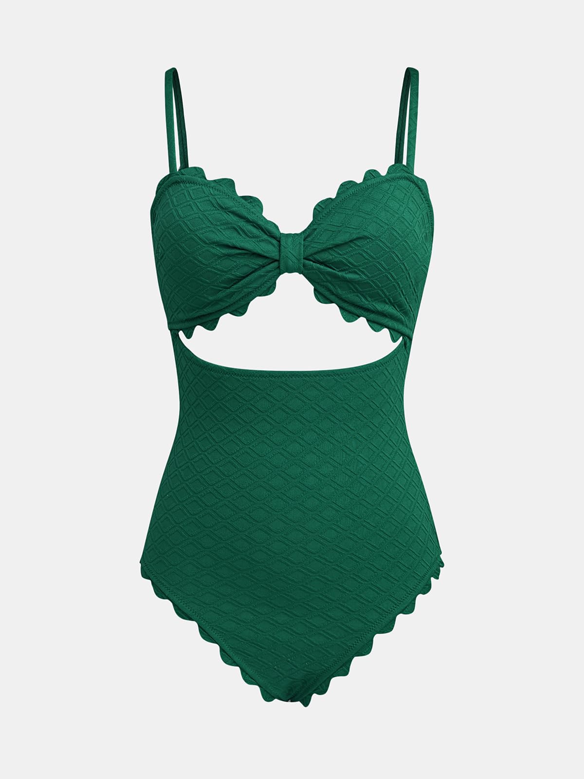 CUPSHE Women's One Piece Swimsuit Sexy Black Cutout Scallop Trim Bathing Suit