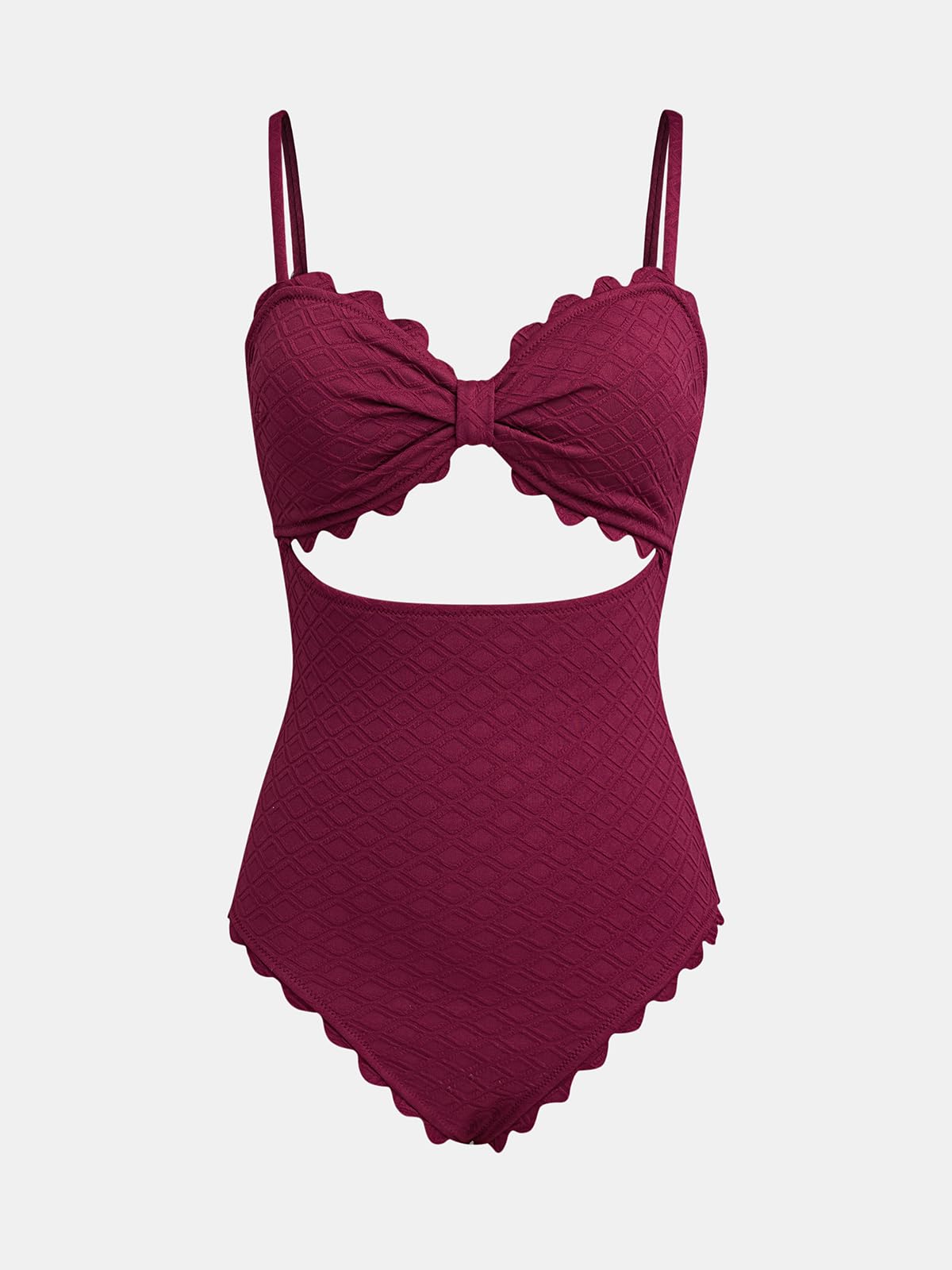 CUPSHE Women's One Piece Swimsuit Sexy Black Cutout Scallop Trim Bathing Suit