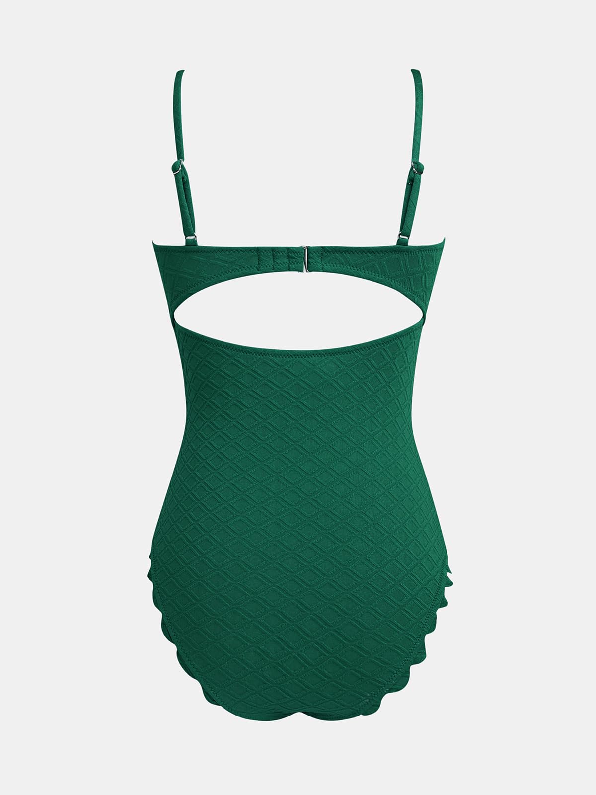 CUPSHE Women's One Piece Swimsuit Sexy Black Cutout Scallop Trim Bathing Suit