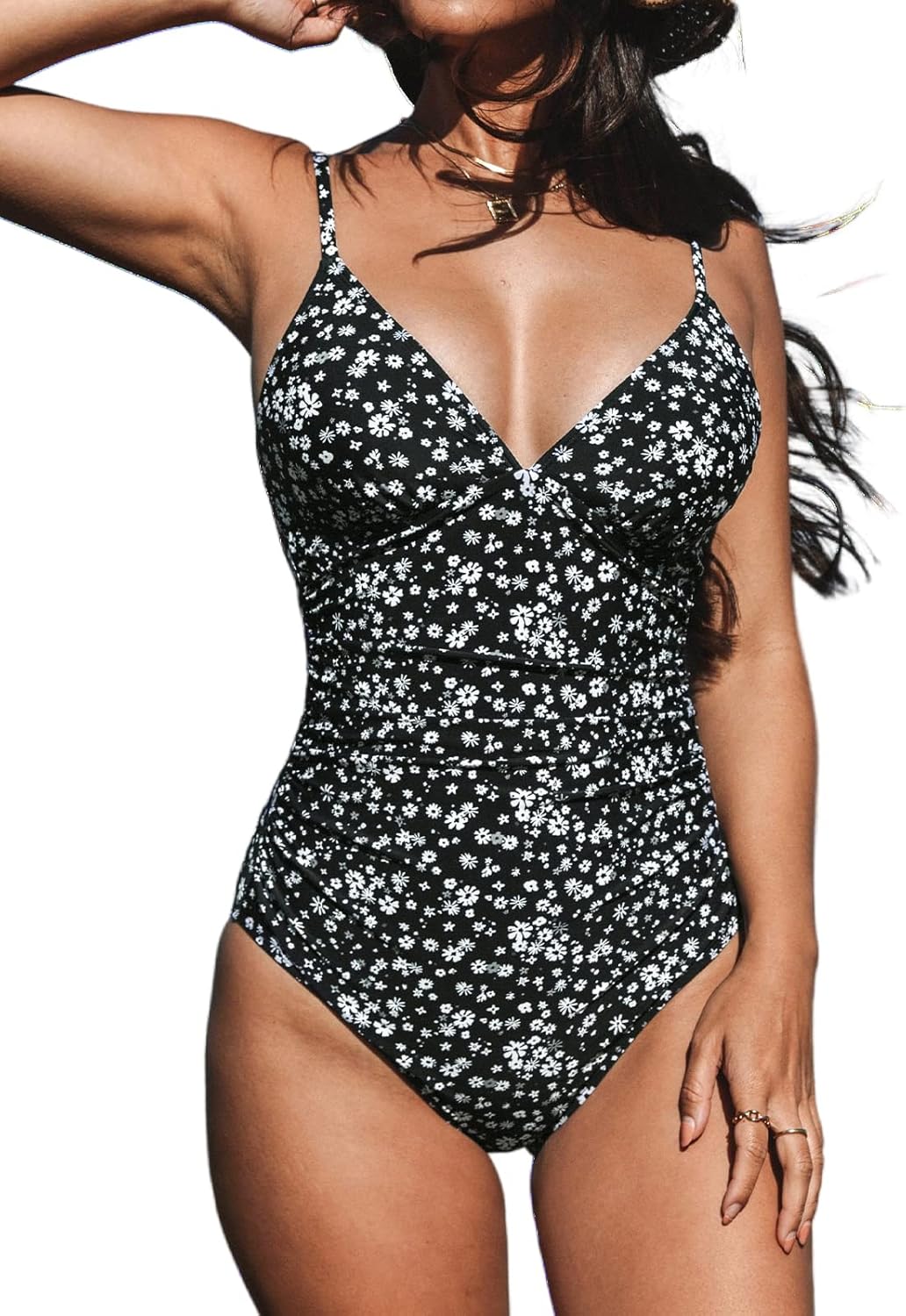 CUPSHE Women's One Piece Swimsuit Tummy Control V Neck Bathing Suits