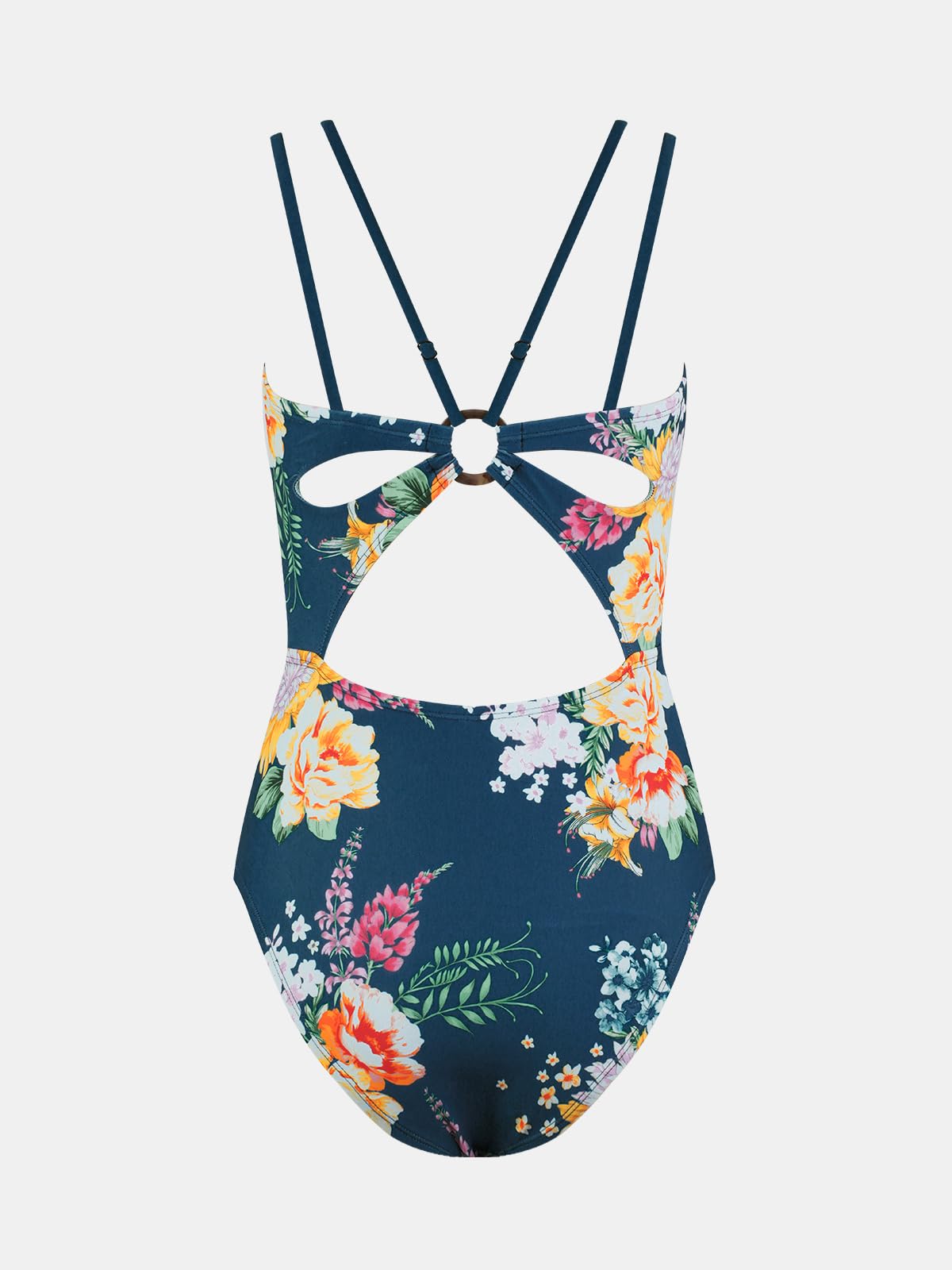 CUPSHE Women's One Piece Swimsuit V Neck Tummy Control Double Adjustable Straps Back Cutout O-Ring