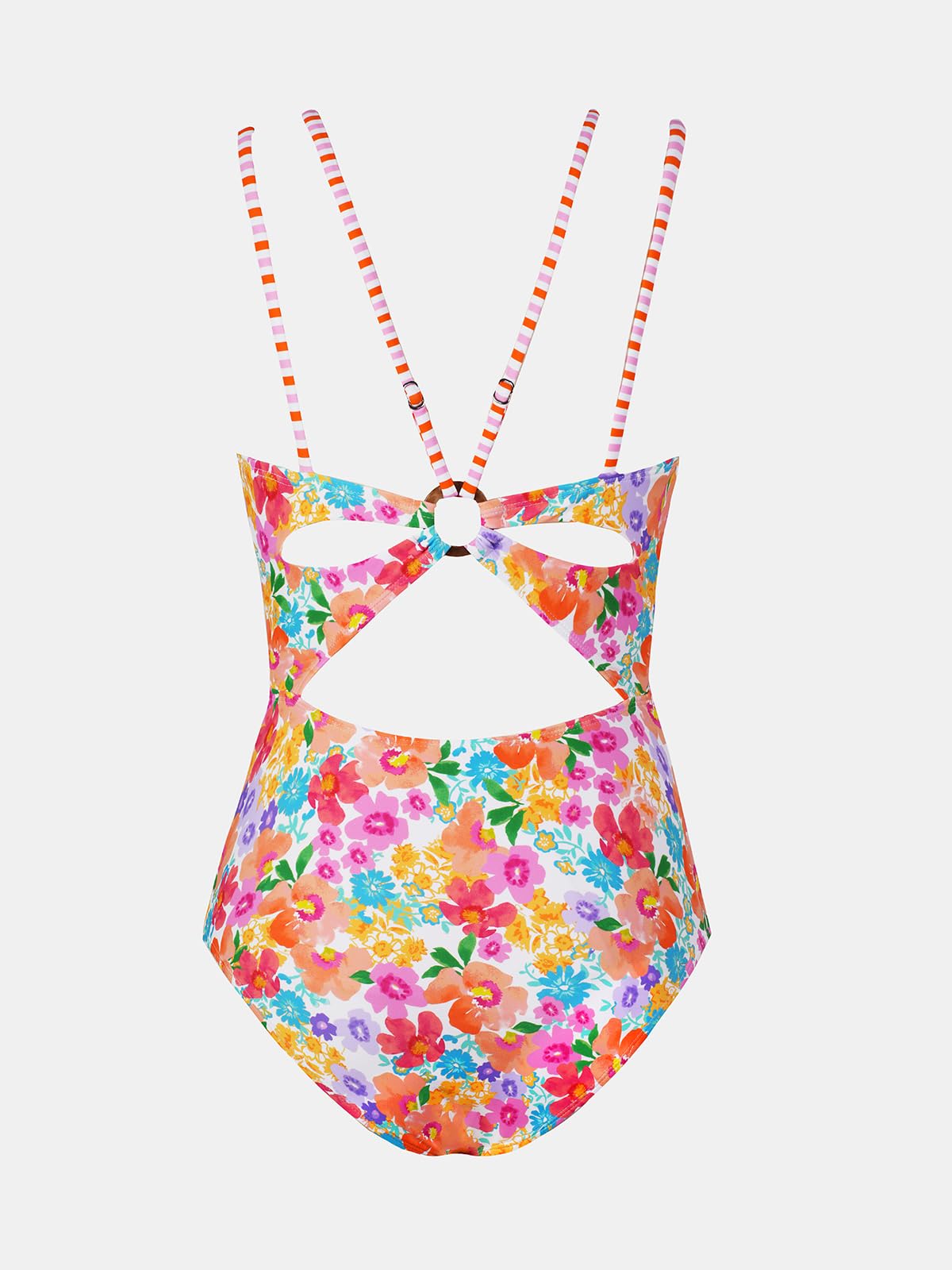 CUPSHE Women's One Piece Swimsuit V Neck Tummy Control Double Adjustable Straps Back Cutout O-Ring