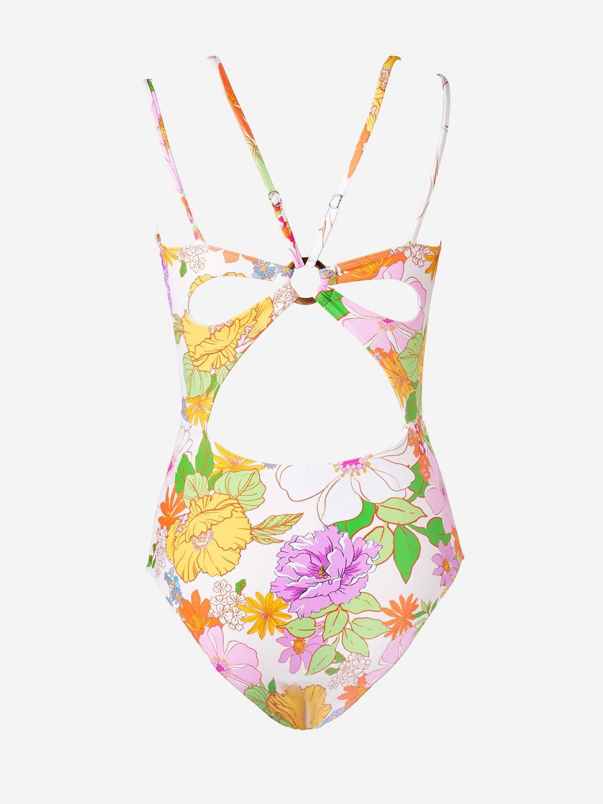 CUPSHE Women's One Piece Swimsuit V Neck Tummy Control Double Adjustable Straps Back Cutout O-Ring