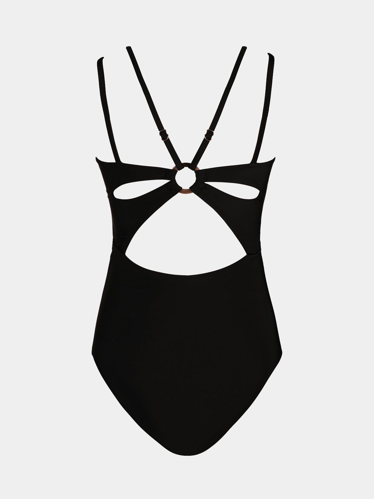 CUPSHE Women's One Piece Swimsuit V Neck Tummy Control Double Adjustable Straps Back Cutout O-Ring