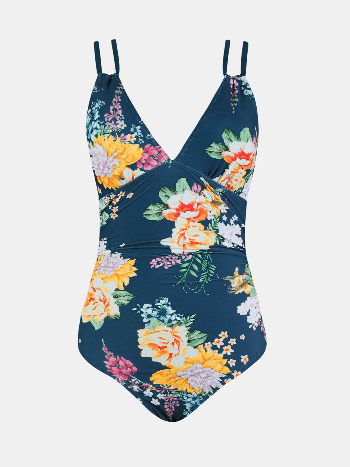 CUPSHE Women's One Piece Swimsuit V Neck Tummy Control Double Adjustable Straps Back Cutout O-Ring