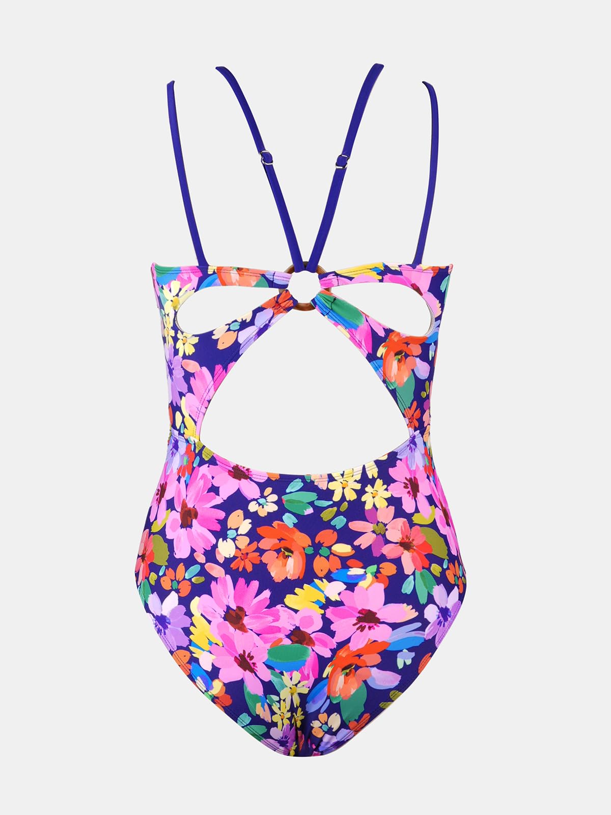 CUPSHE Women's One Piece Swimsuit V Neck Tummy Control Double Adjustable Straps Back Cutout O-Ring