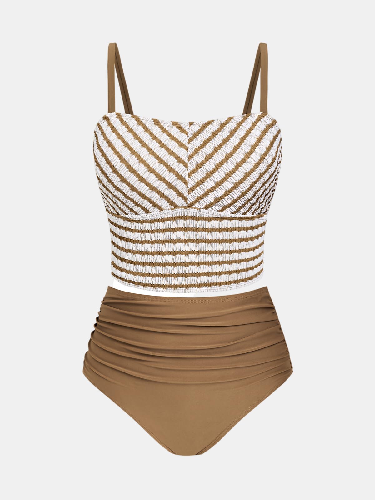 CUPSHE Women's Tankini Sets Square Neck Elastic High Waisted Two Piece Bathing Suits Adjustable Straps Swimwear