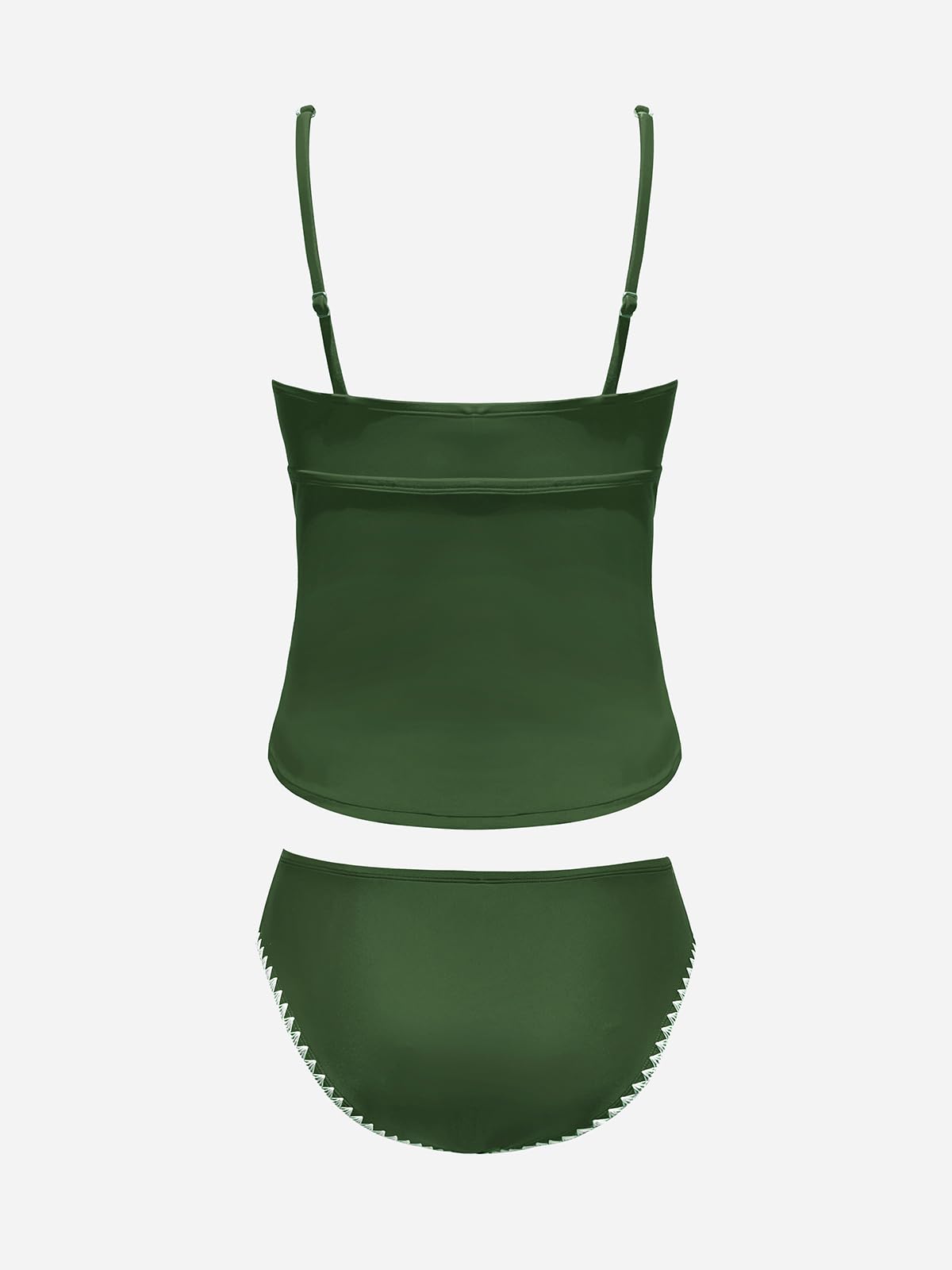 CUPSHE Women's Tankini Sets Two Piece Swimsuit Scoop Neck Mid Rise Adjustable Straps Shell Stitched (XS-4XL)