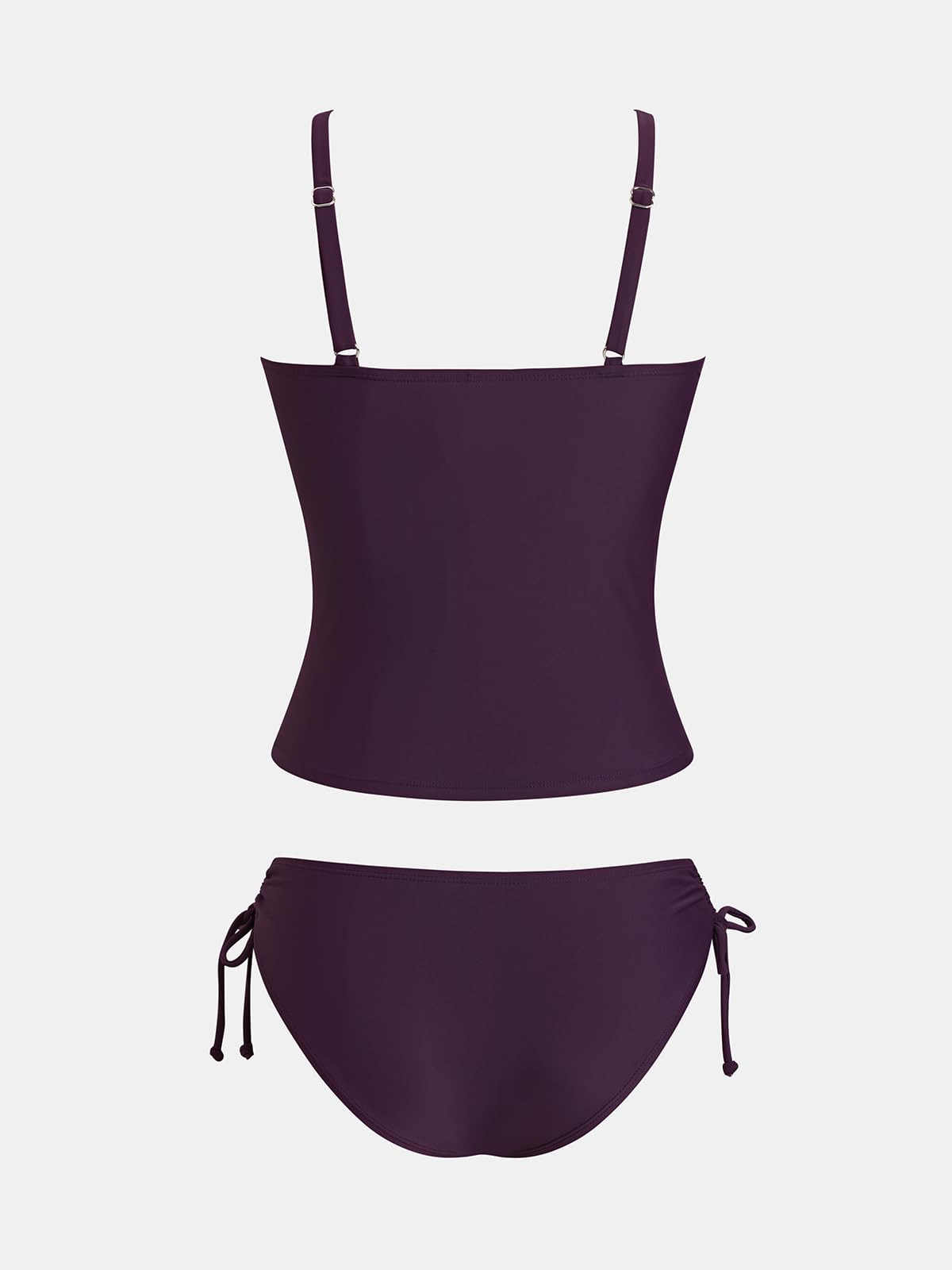 CUPSHE Women's Tankini Sets Two Piece Swimsuit Scoop Neck Ruched Adjustable Straps Drawstring Mid Rise