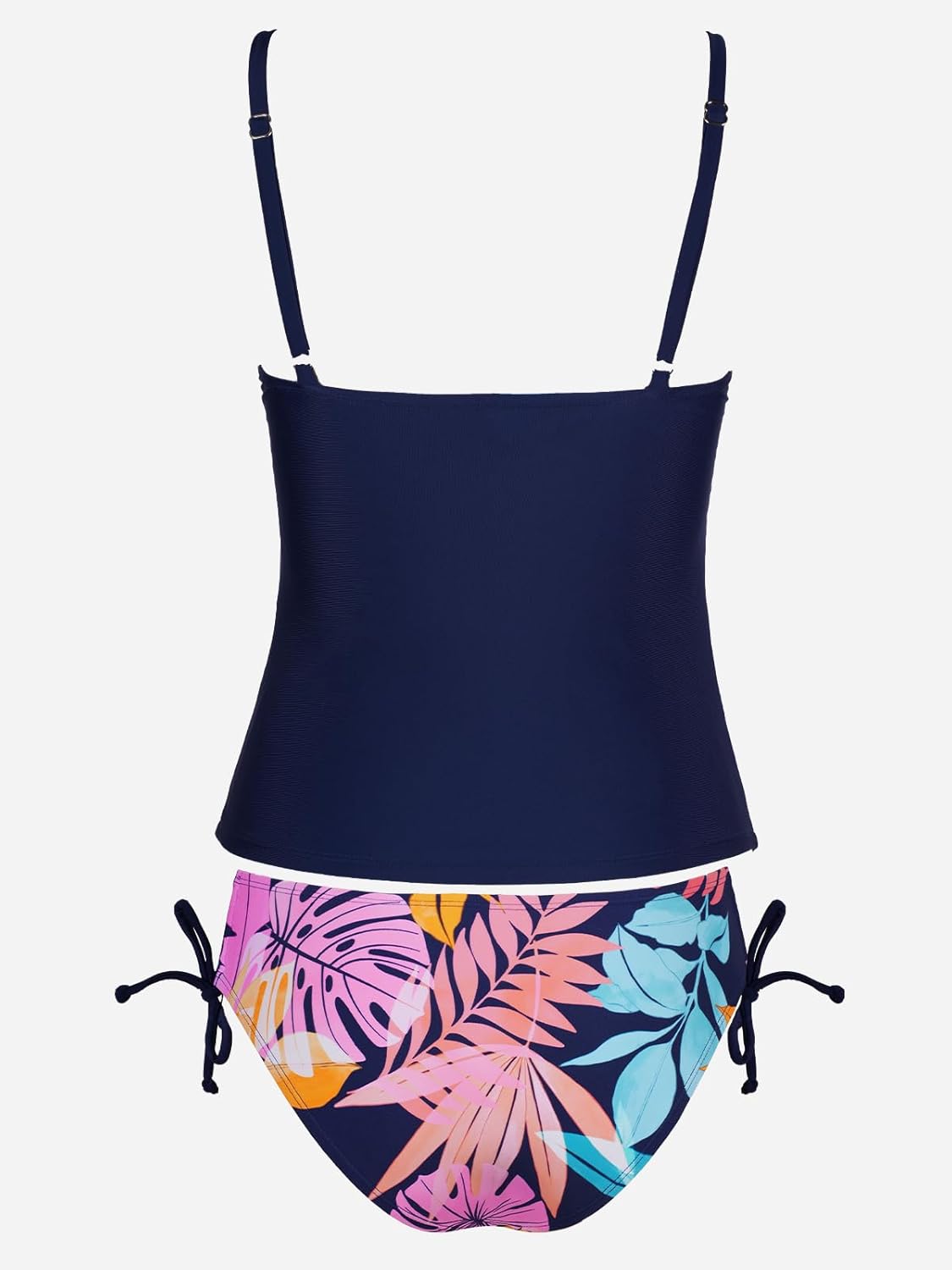 CUPSHE Women's Tankini Sets Two Piece Swimsuit Scoop Neck Ruched Adjustable Straps Drawstring Mid Rise