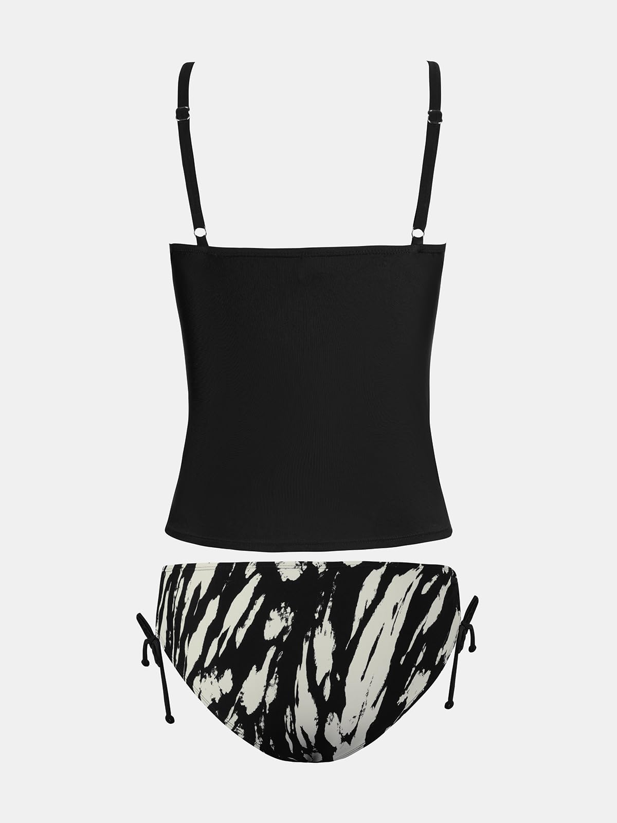 CUPSHE Women's Tankini Sets Two Piece Swimsuit Scoop Neck Ruched Adjustable Straps Drawstring Mid Rise