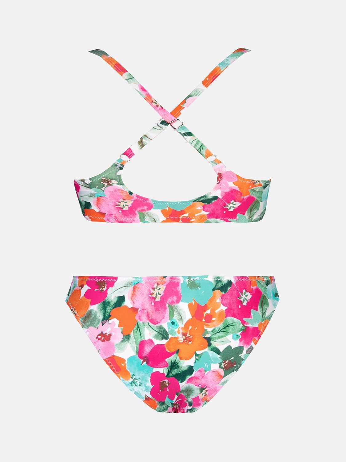 CUPSHE Women's Two Piece Bikini Set Floral Print Knot Bunny Tie