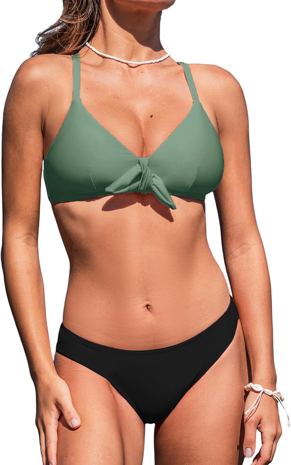 CUPSHE Women's Two Piece Bikini Set Floral Print Knot Bunny Tie