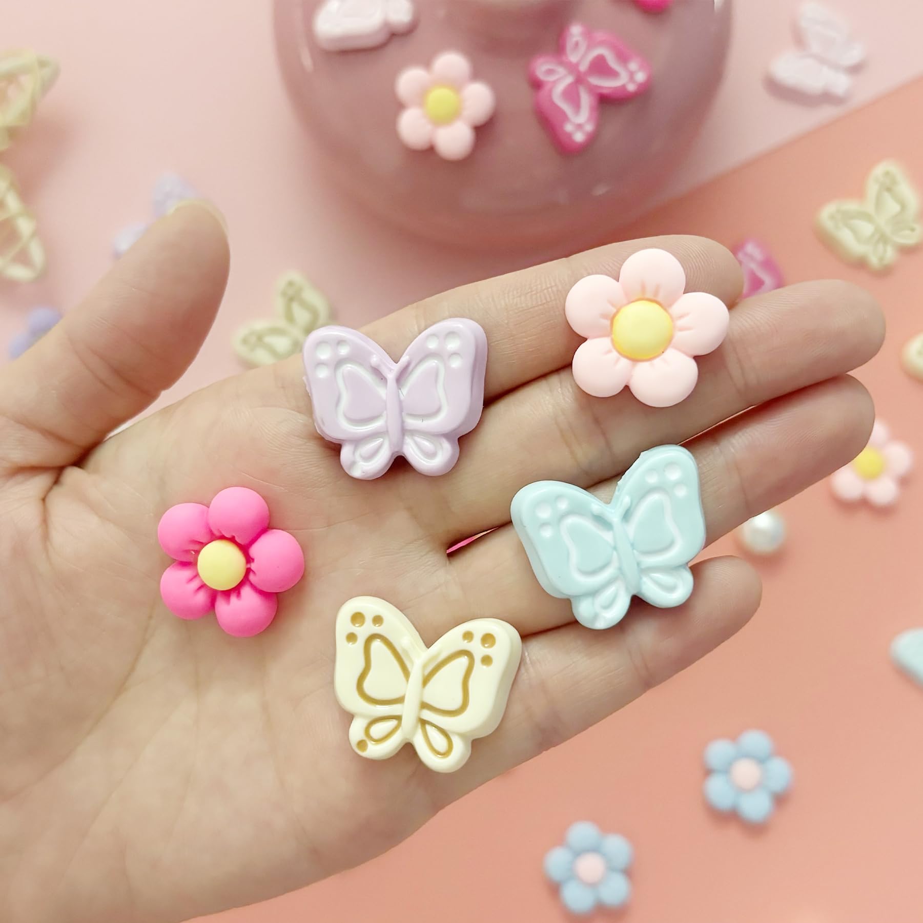Cute Butterfly Flower Shoe Charms for Girls, 25Pcs Pink Girly DIY Shoe Decoration Charm for Clog Sandals, Party Favor