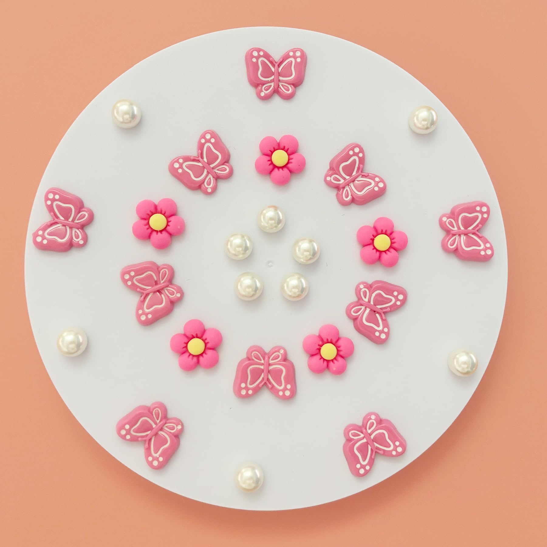 Cute Butterfly Flower Shoe Charms for Girls, 25Pcs Pink Girly DIY Shoe Decoration Charm for Clog Sandals, Party Favor