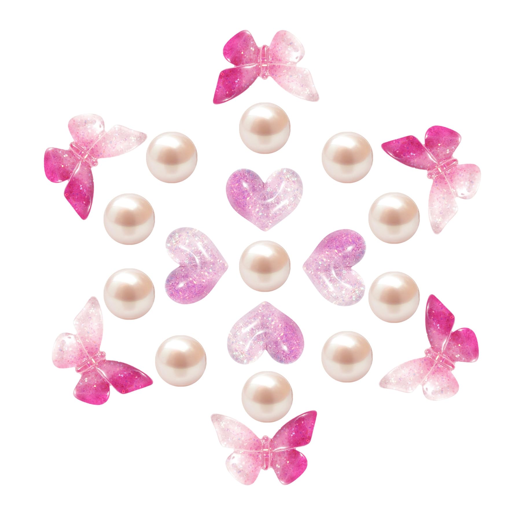 Cute Butterfly Flower Shoe Charms for Girls, 25Pcs Pink Girly DIY Shoe Decoration Charm for Clog Sandals, Party Favor