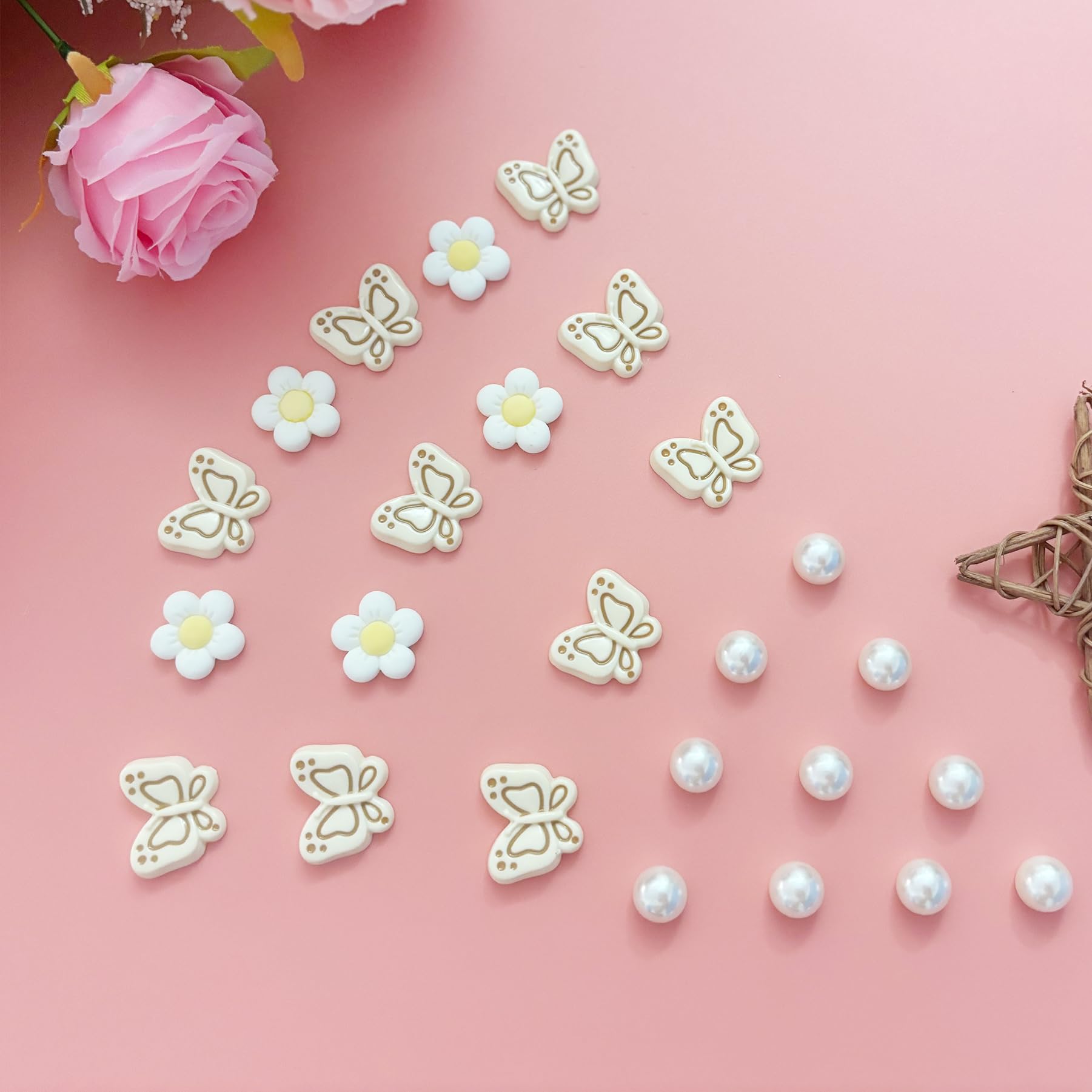 Cute Butterfly Flower Shoe Charms for Girls, 25Pcs Pink Girly DIY Shoe Decoration Charm for Clog Sandals, Party Favor