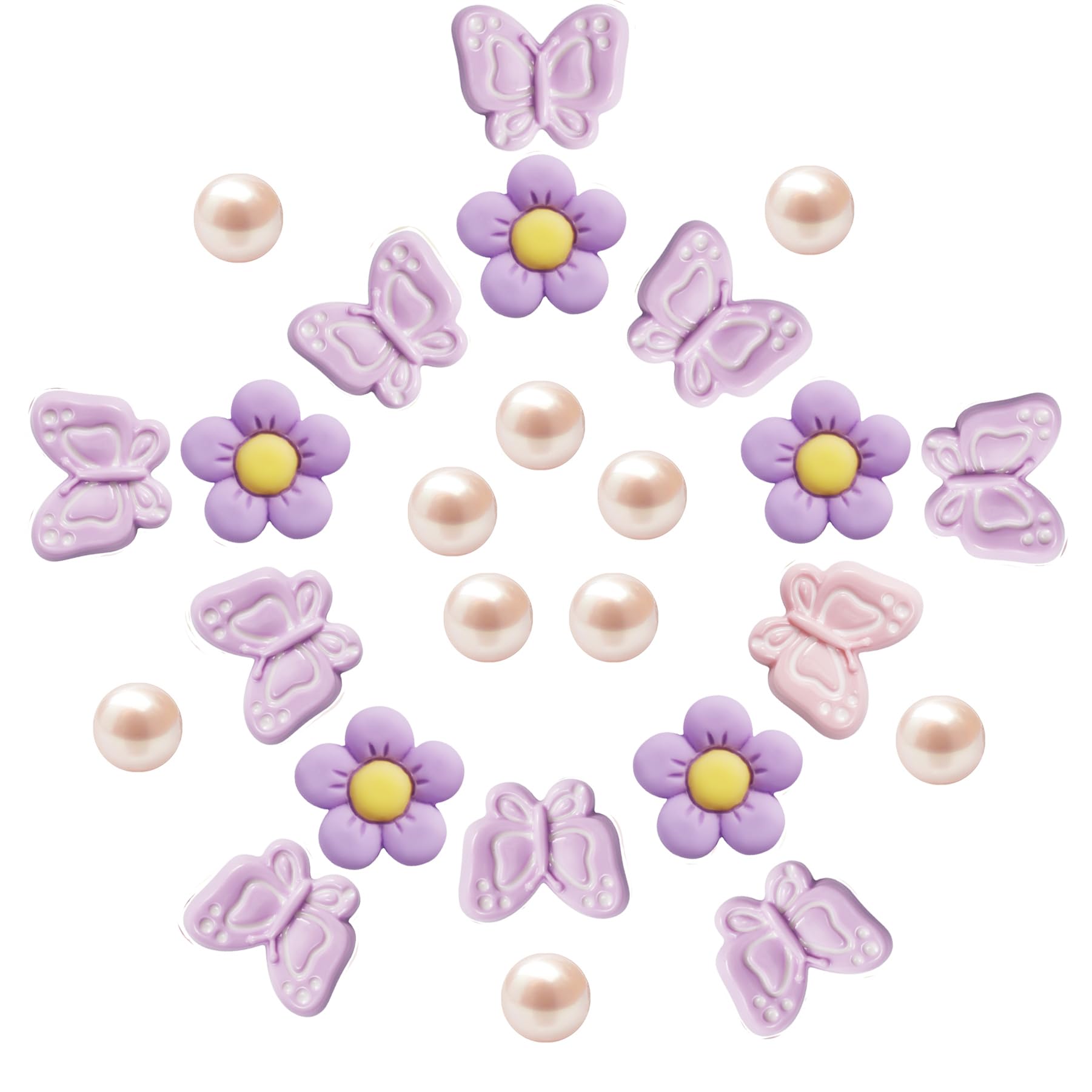 Cute Butterfly Flower Shoe Charms for Girls, 25Pcs Pink Girly DIY Shoe Decoration Charm for Clog Sandals, Party Favor