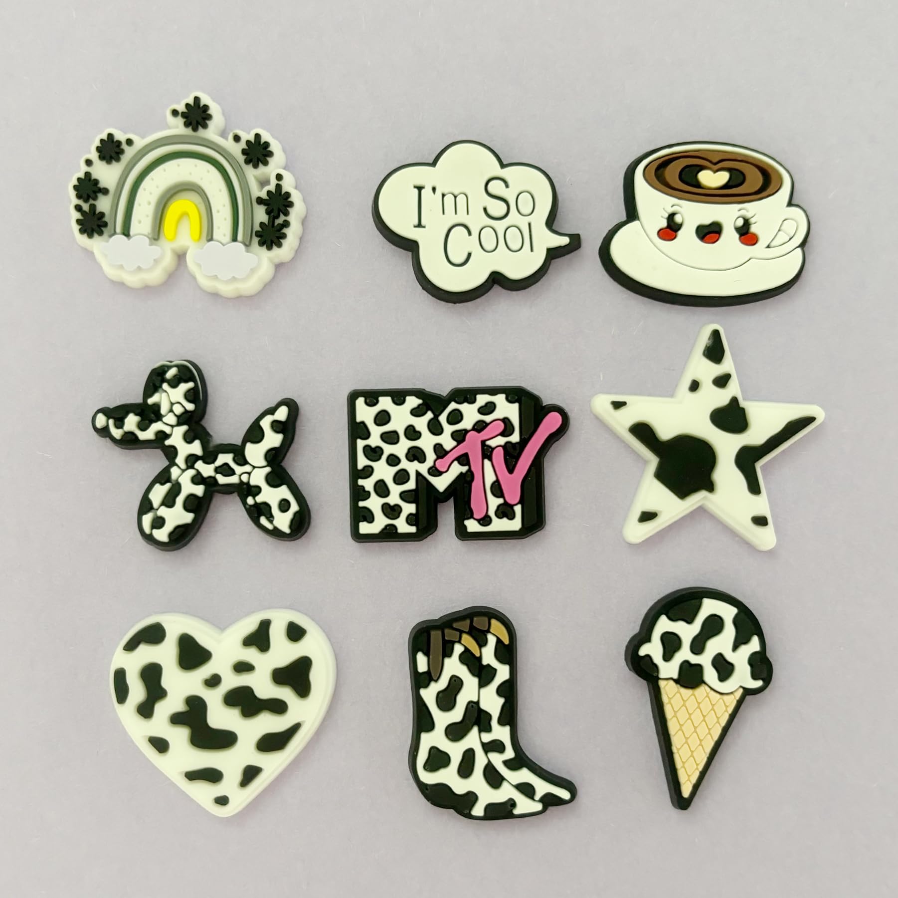 Cute Flower Shoe Charms for Girls, 34Pcs Pink Hippie PVC Shoe Decoration Charms for Clog Sandals, DIY Pearl Accessories for Party Favor