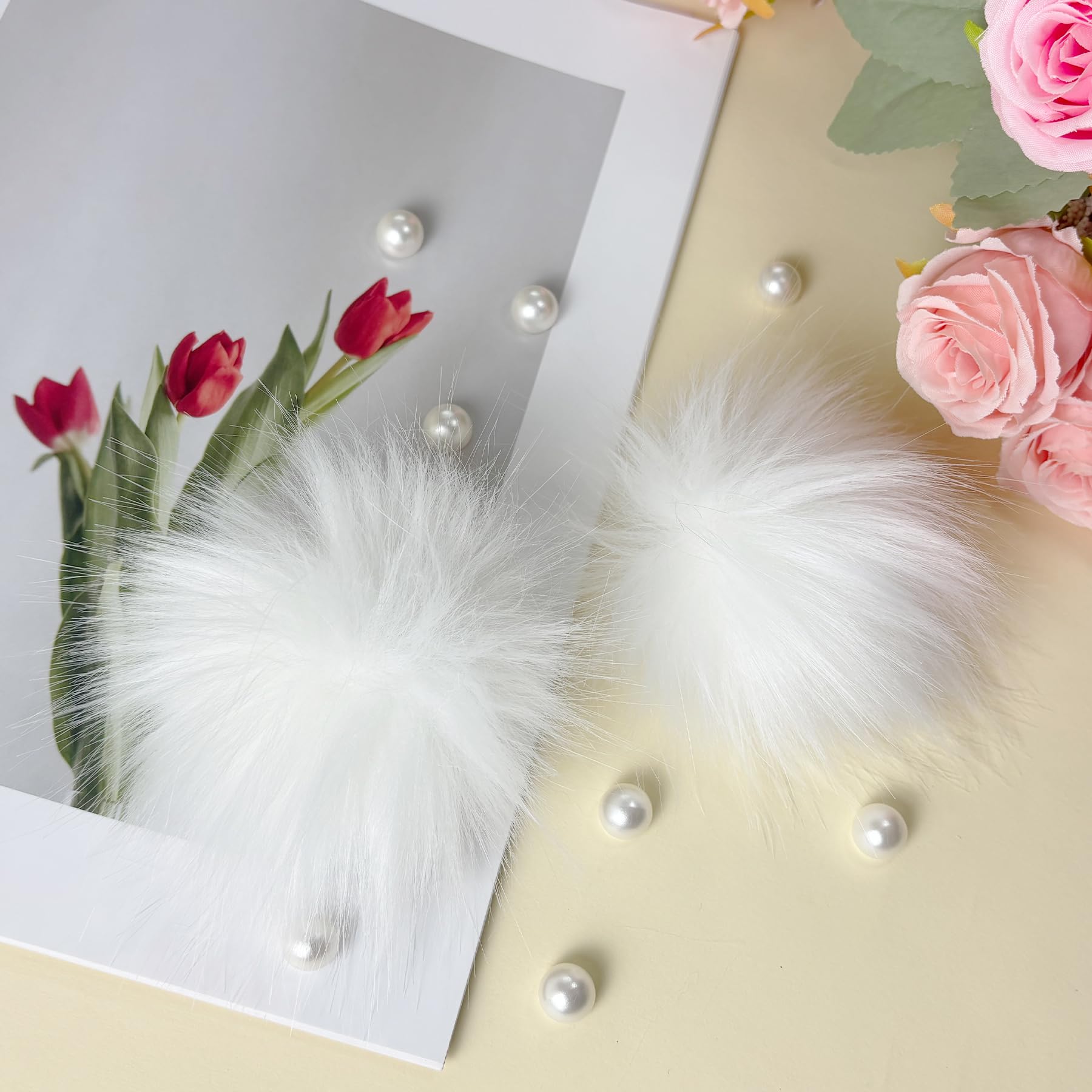 Cute Fluffy Poms only for Clog Sandals, with Pearl Accessories Charms for Girls, DIY Shoe Decoration Charms for Party Favor