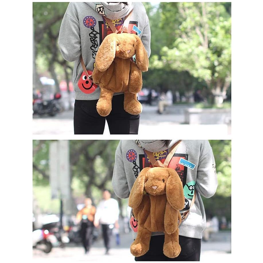 Cute Fuzz Plush Animal Rabbit Backpack Bags with Adjustable Straps for Girls