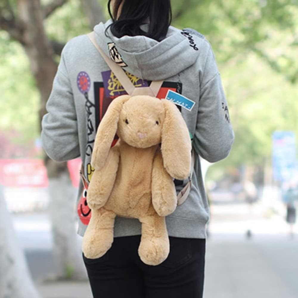 Cute Fuzz Plush Animal Rabbit Backpack Bags with Adjustable Straps for Girls