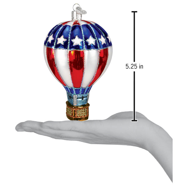 Patriotic Hot Air Balloon  Glass Ornament