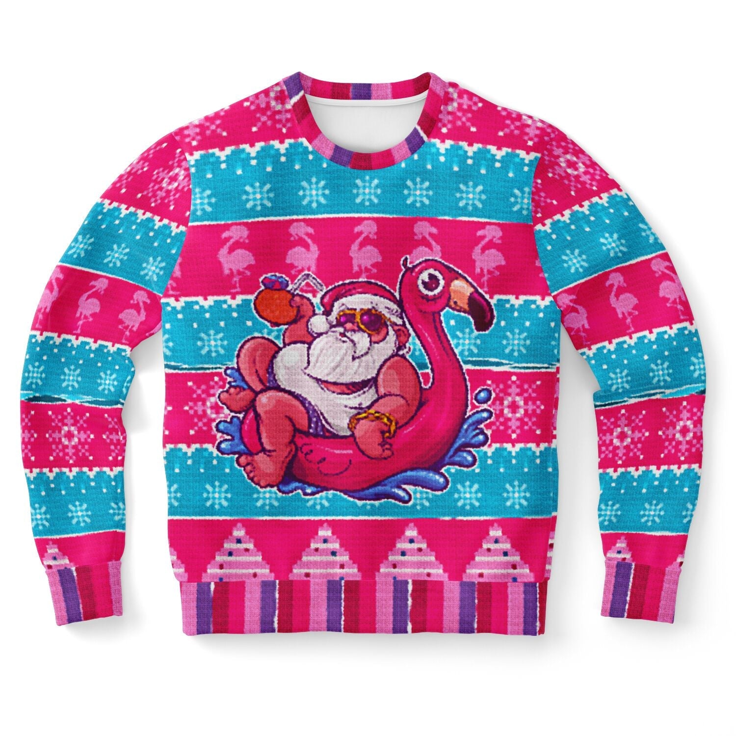 Relaxin' Santa Flamingo Ugly Christmas Sweatshirt