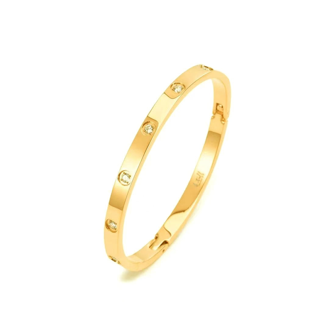 BG308GP B.Tiff 8-Stone High Polish Gold Bangle Bracelet by B.Tiff New York