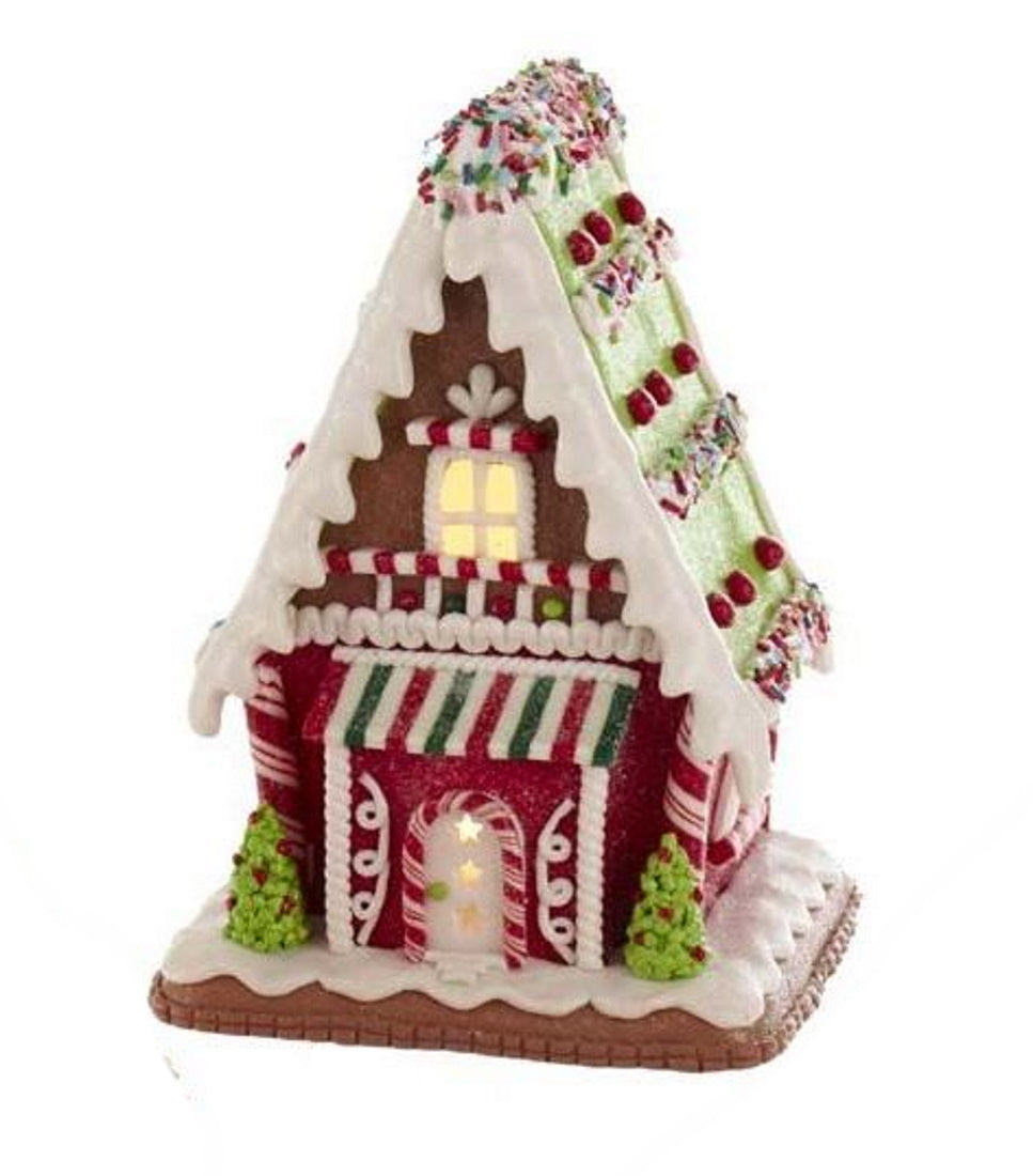 Holiday Gingerbread LED House - Snowman in front