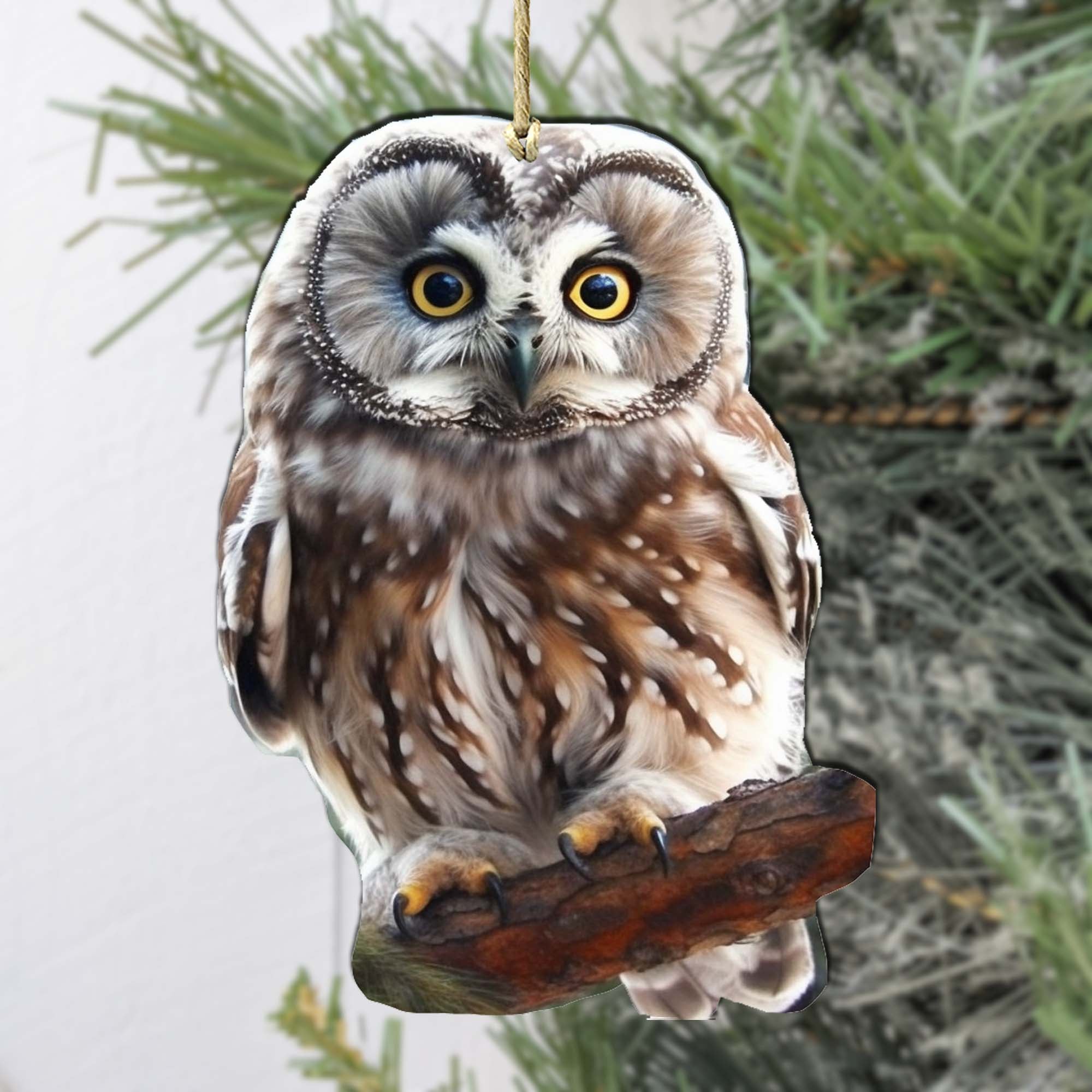 Alaskan Boreal Owl Wooden Ornaments by G.Debrekht - Wildlife Holiday Decor - 8710004-3