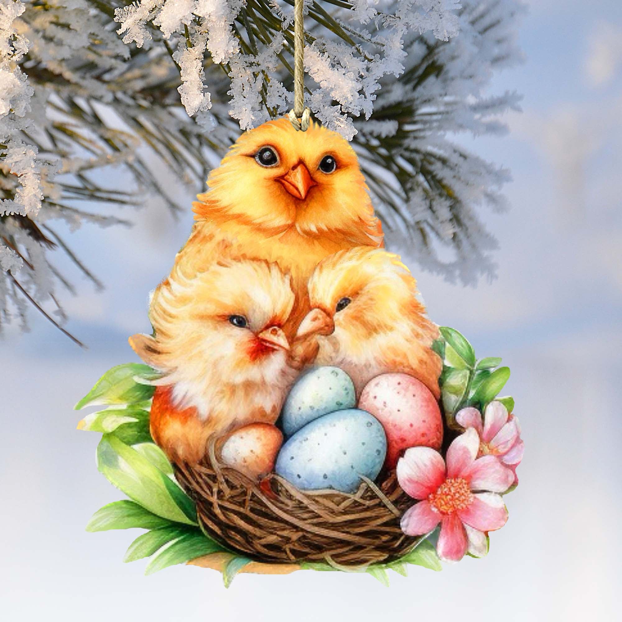 Spring Chicks Wooden Ornaments by G. DeBrekht Easter Spring Decor - 8652771