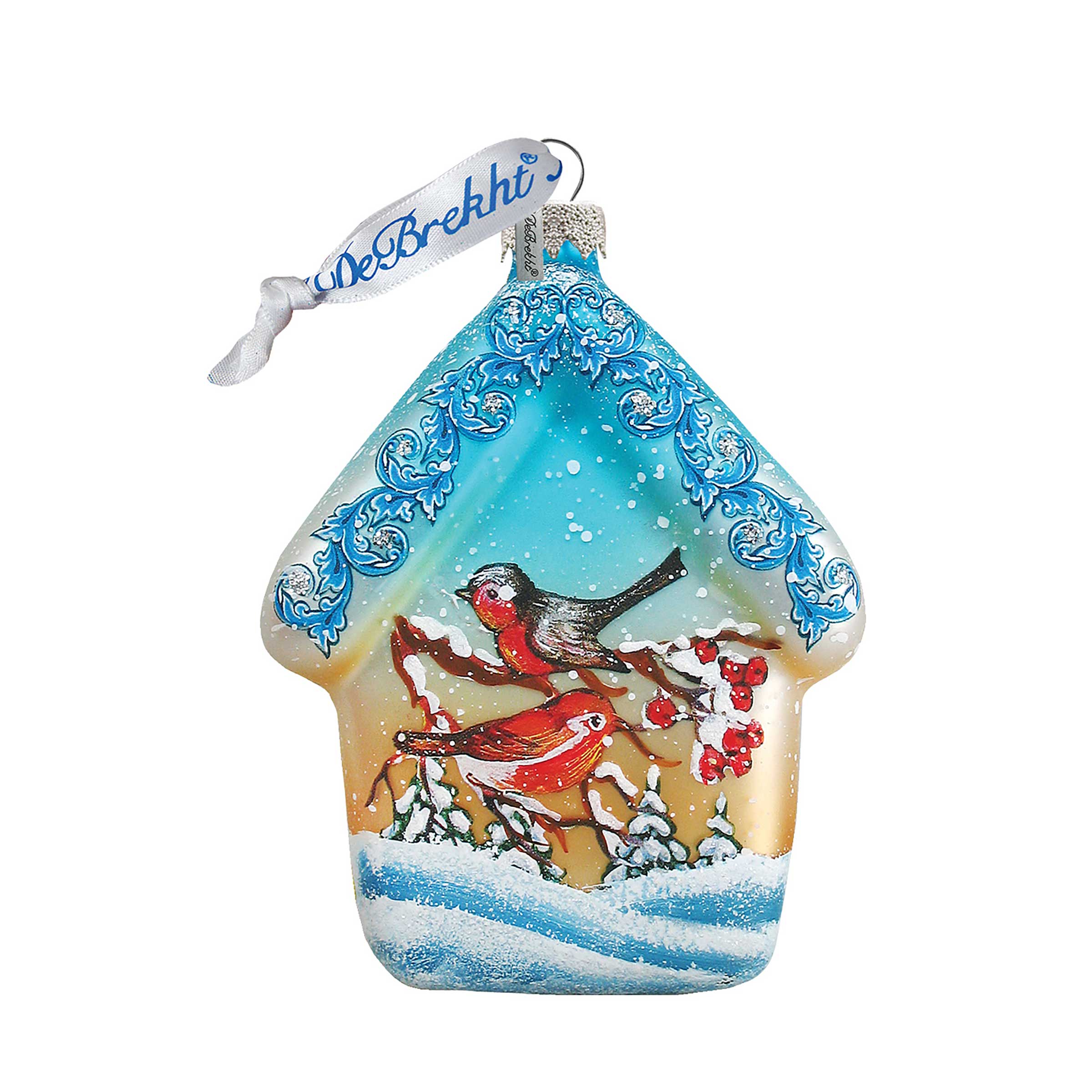 Red Robin House Mercury Glass Ornament by G. DeBrekht - Wildlife Holiday Décor - 739422