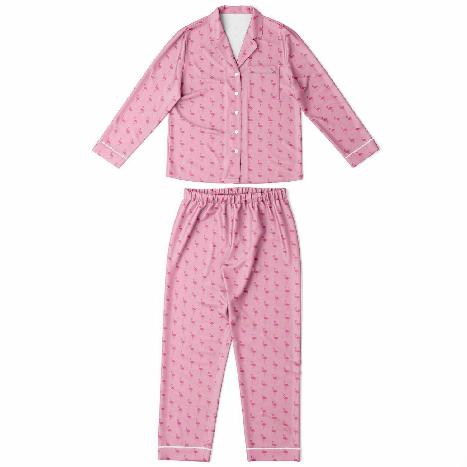Simple Pink Flamingo Satin Pajamas
