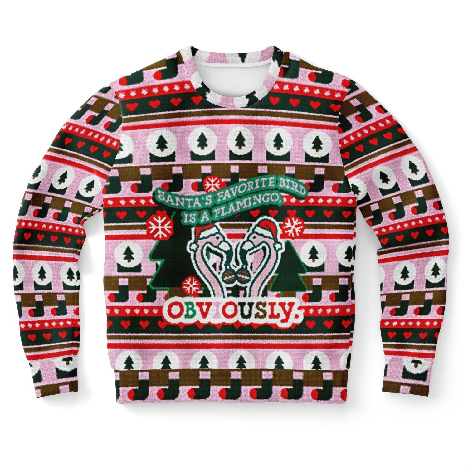 Santa's Favorite Bird Is A Flamingo Ugly Christmas Sweatshirt