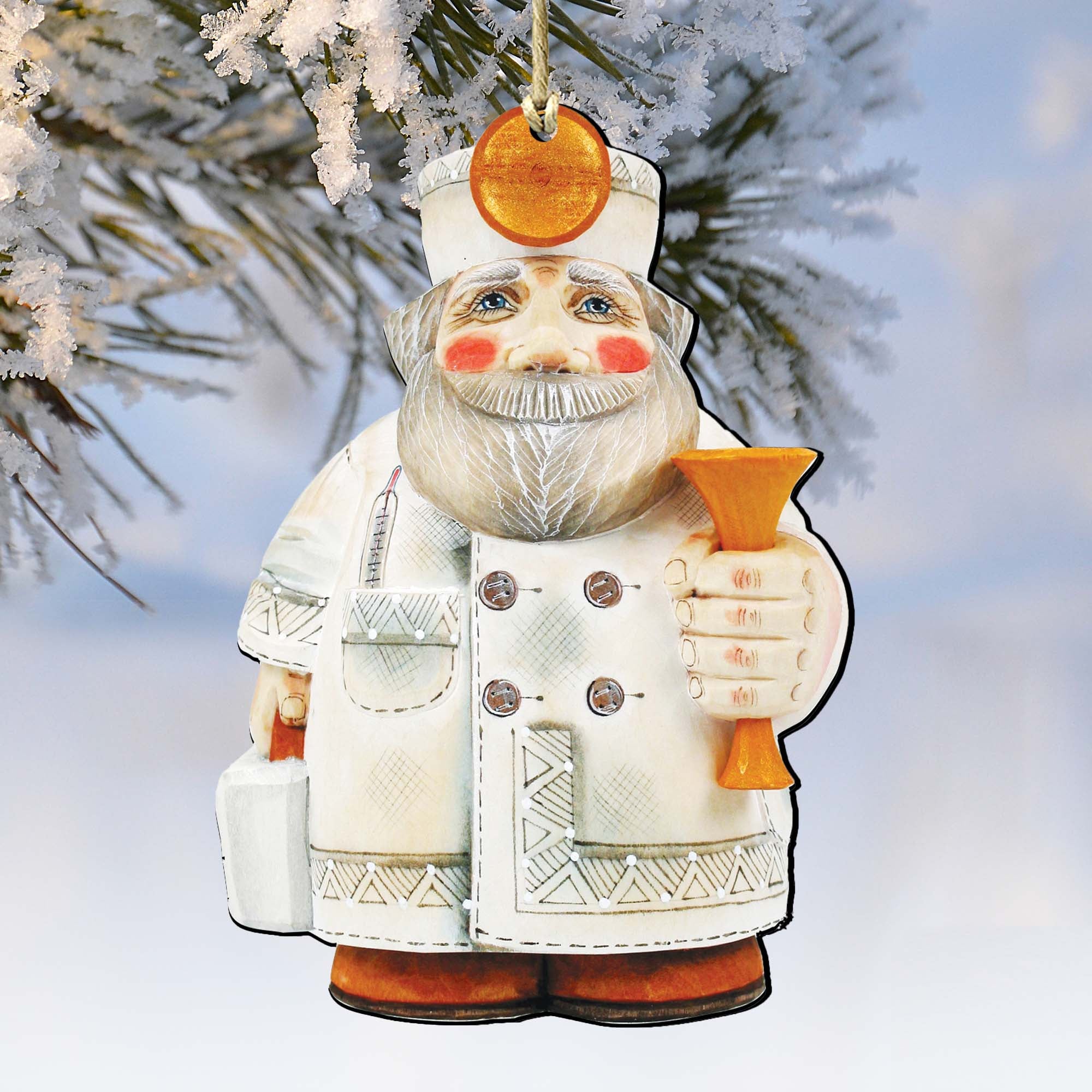 Doctor Santa Christmas Wooden Ornaments by G. DeBrekht - Christmas Santa Snowman Decor - 8151921
