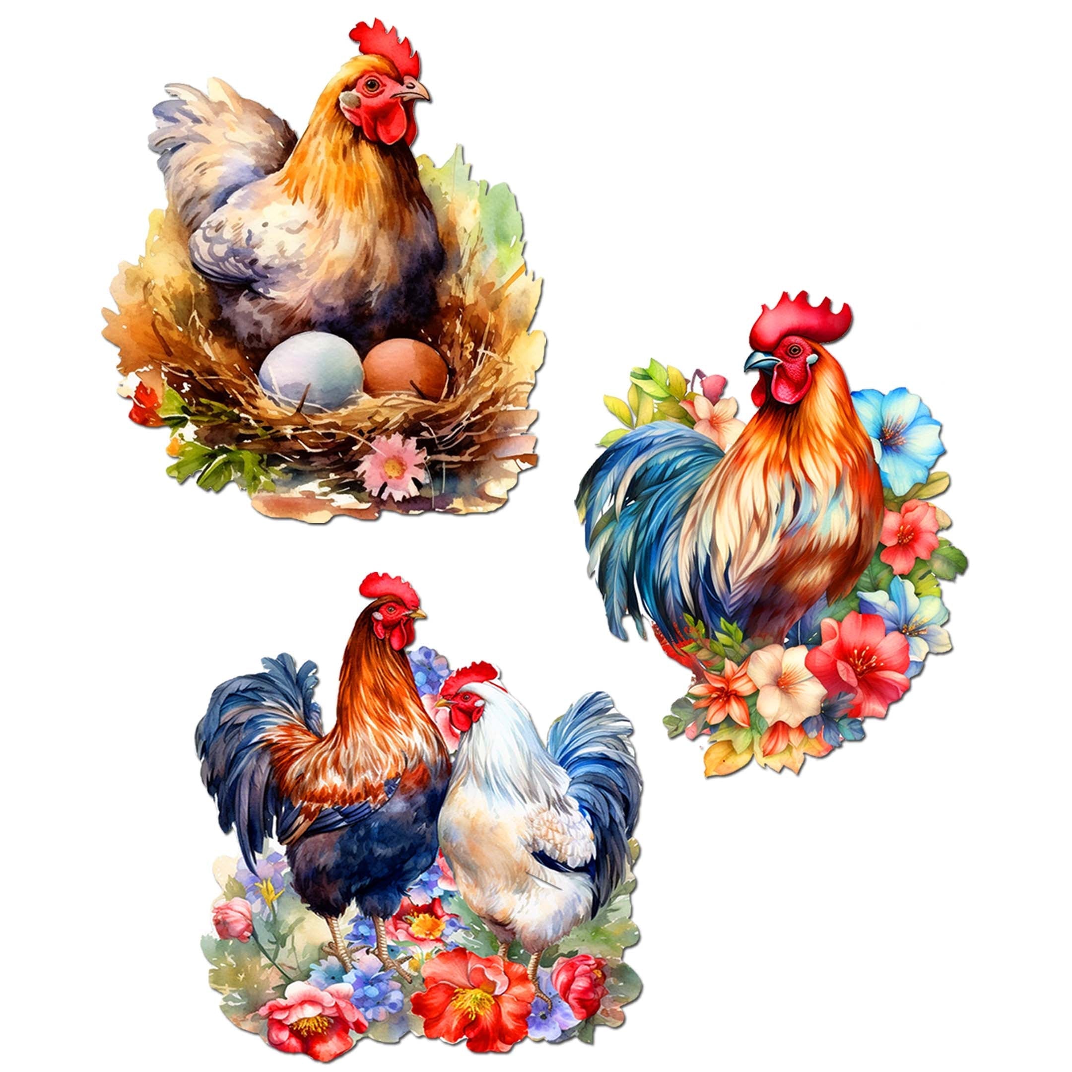 Spring on the Farm Decorative Wooden Clip-on Ornaments Set of 3 by G. Debrekht - Easter Decor - 8091056C-S3
