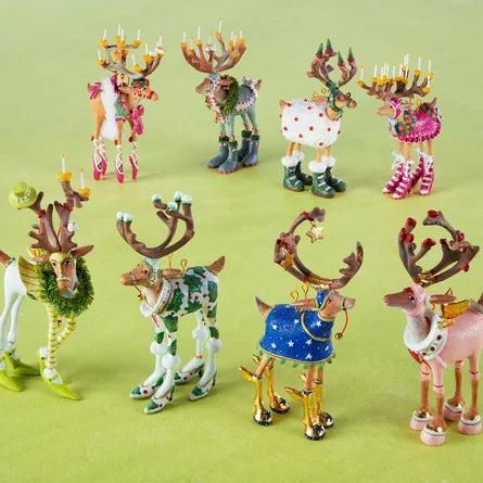 Dash Away Mini Reindeer Ornament Set/8 by Patience Brewster