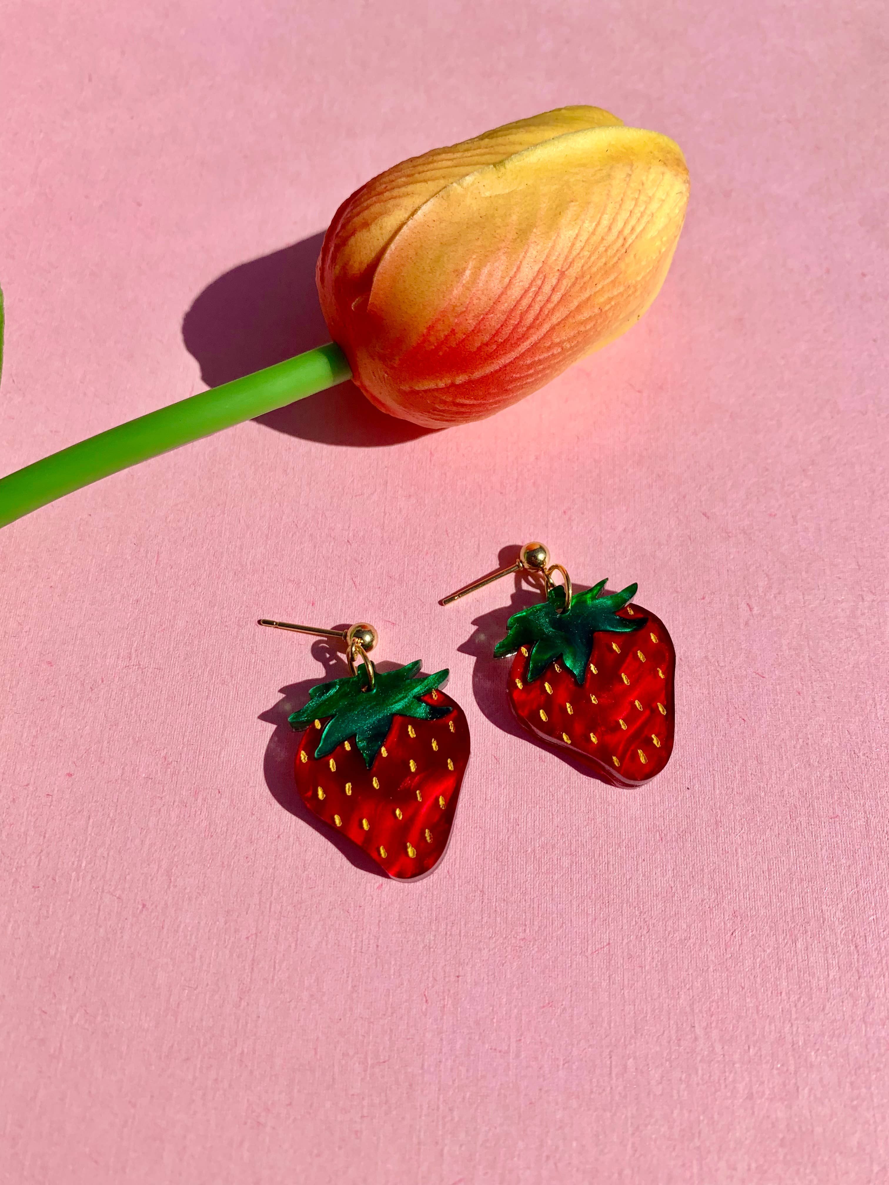 Mini Strawberries Acrylic Earrings