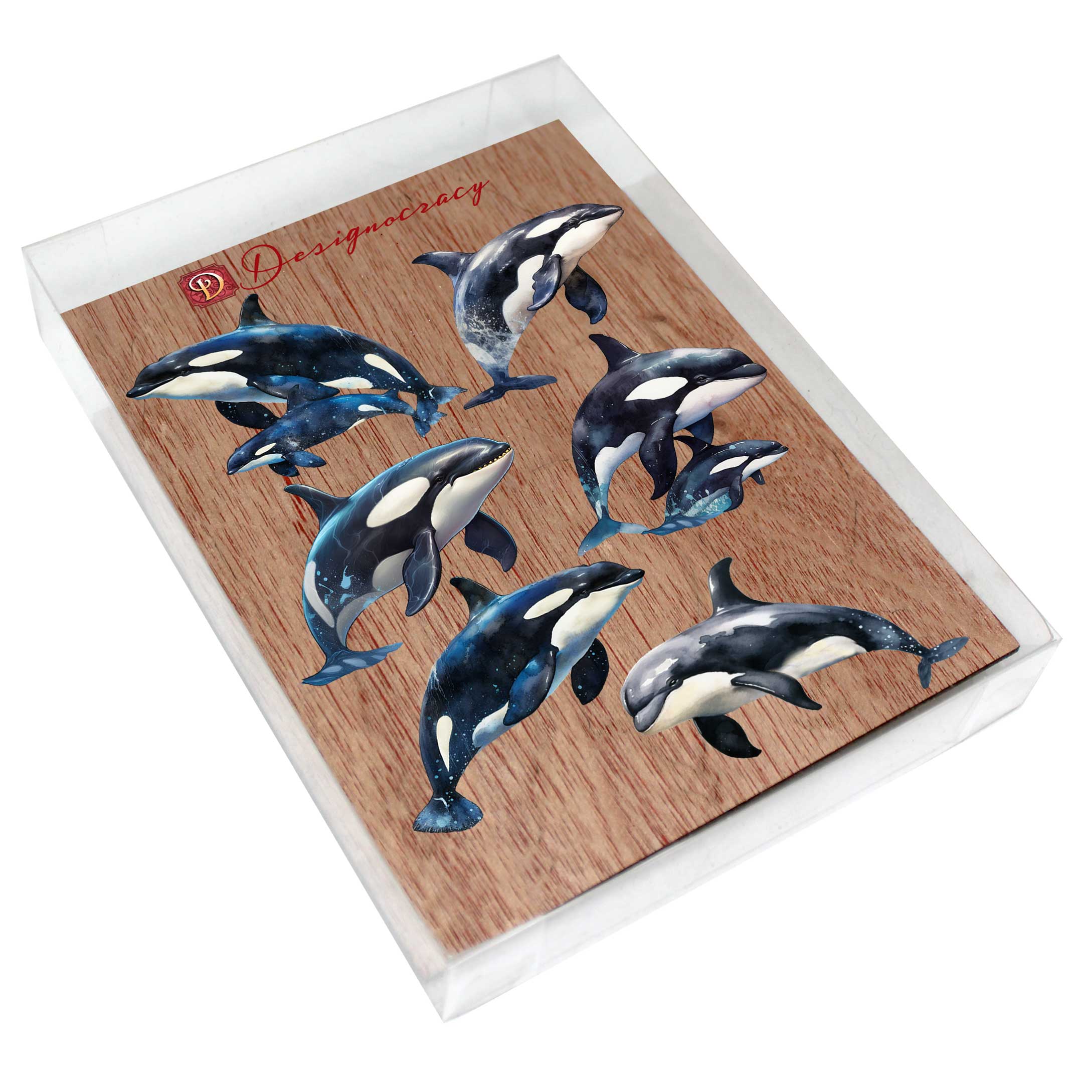 Majestic Orcas Decorative Wooden Magnets Set of 6 by G. Debrekht - Wildlife Coastal Decor - 8090102G-S6