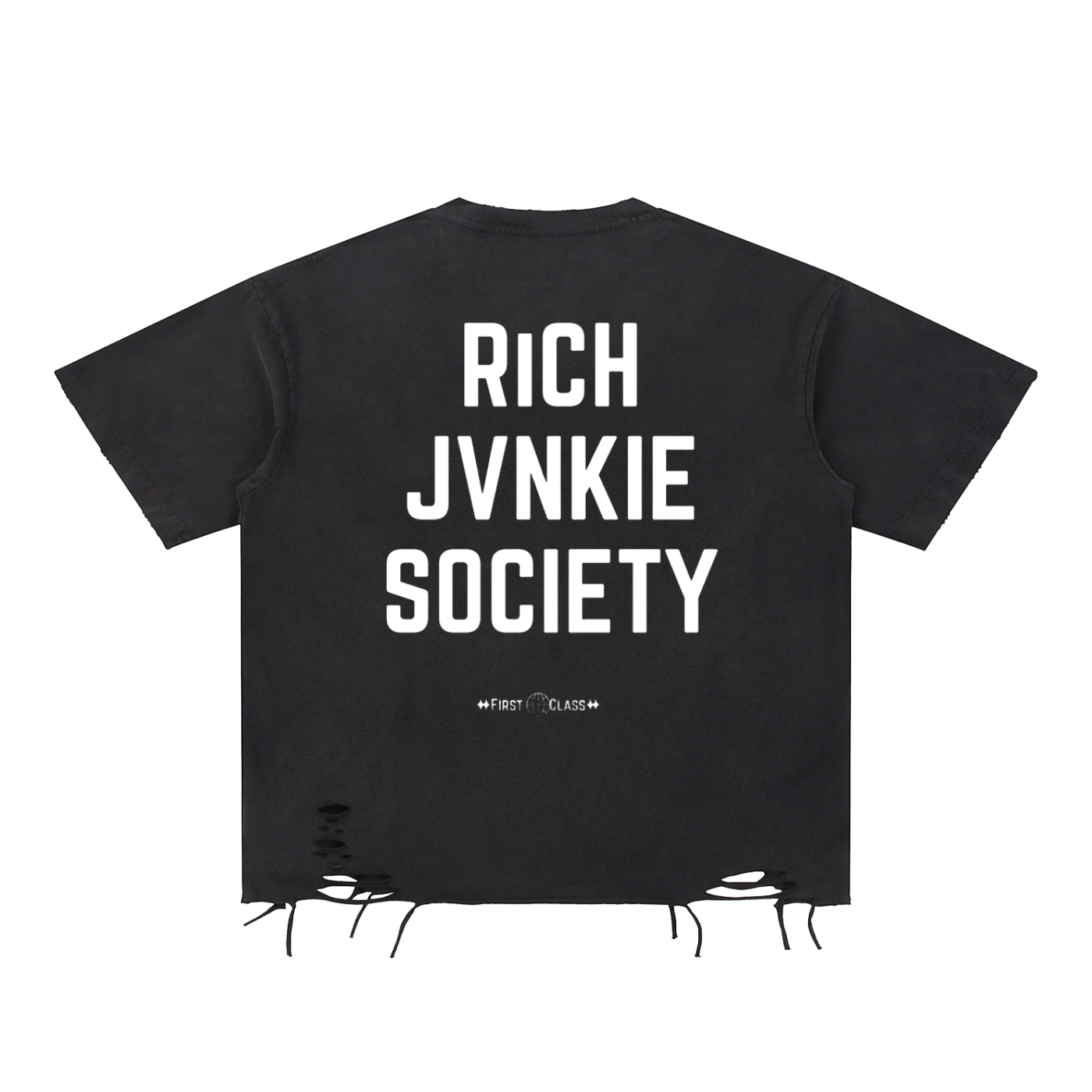 RiCHJVNKIE SOCIETY Raw Hem Distressed Tee