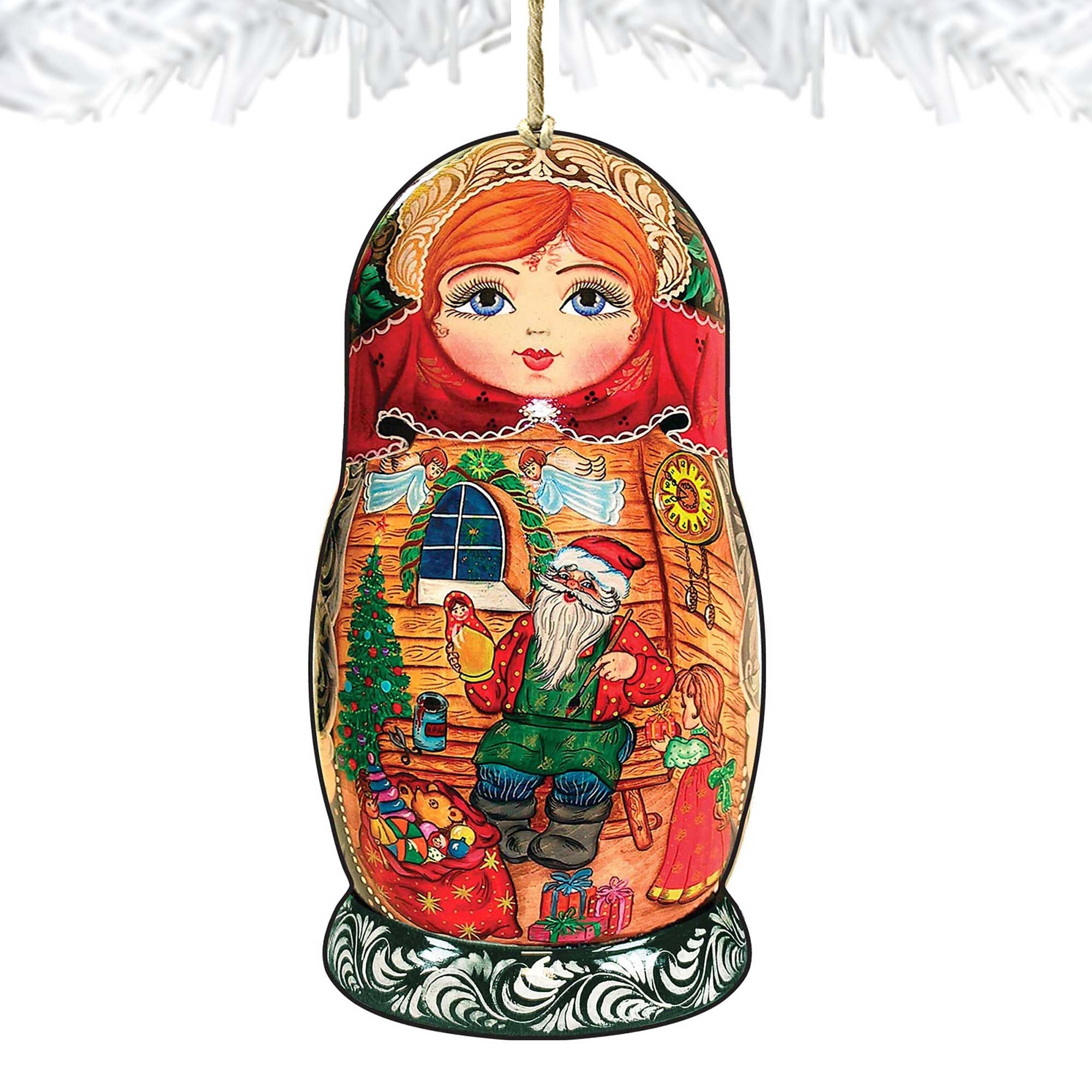 Nesting Doll Wooden Ornaments by G. DeBrekht - Christmas Santa Snowman Decor - 8115015