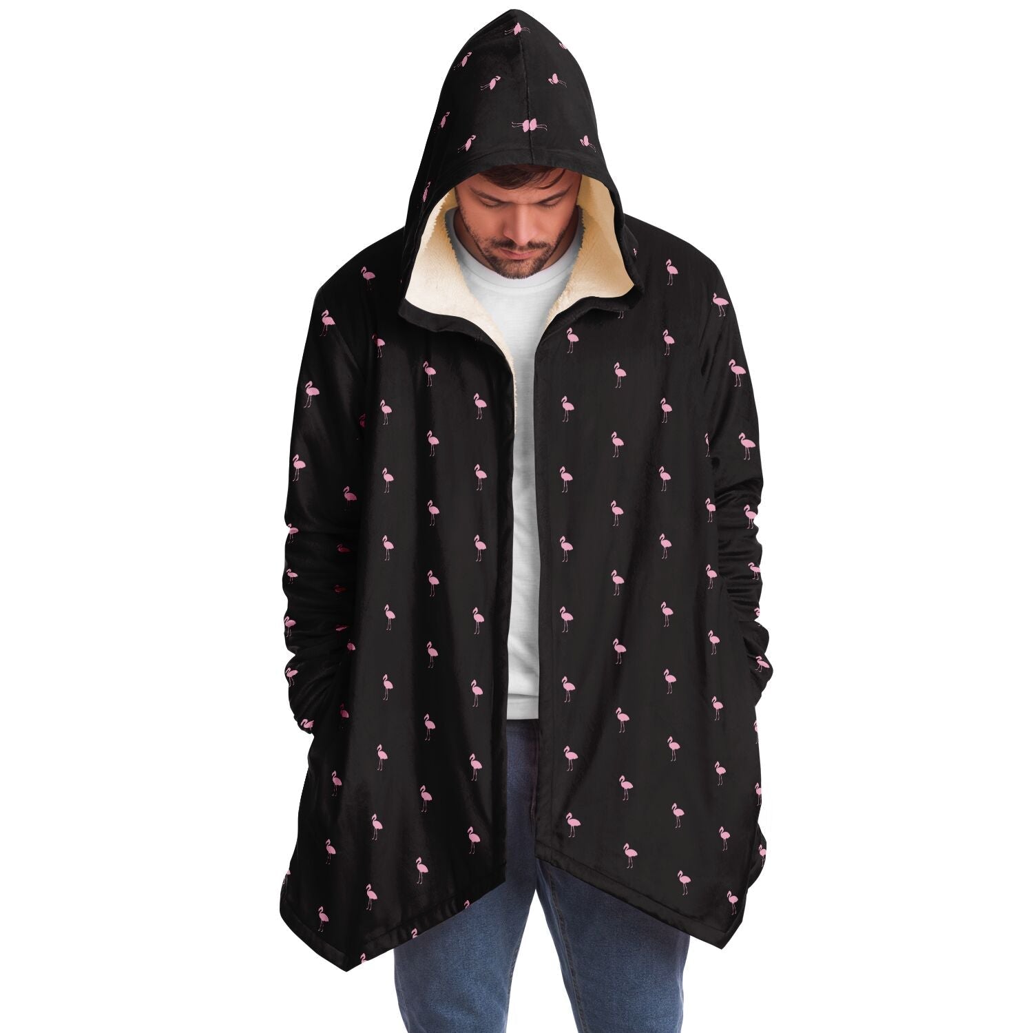 Black Classic Flamingo Cloak Hoodie