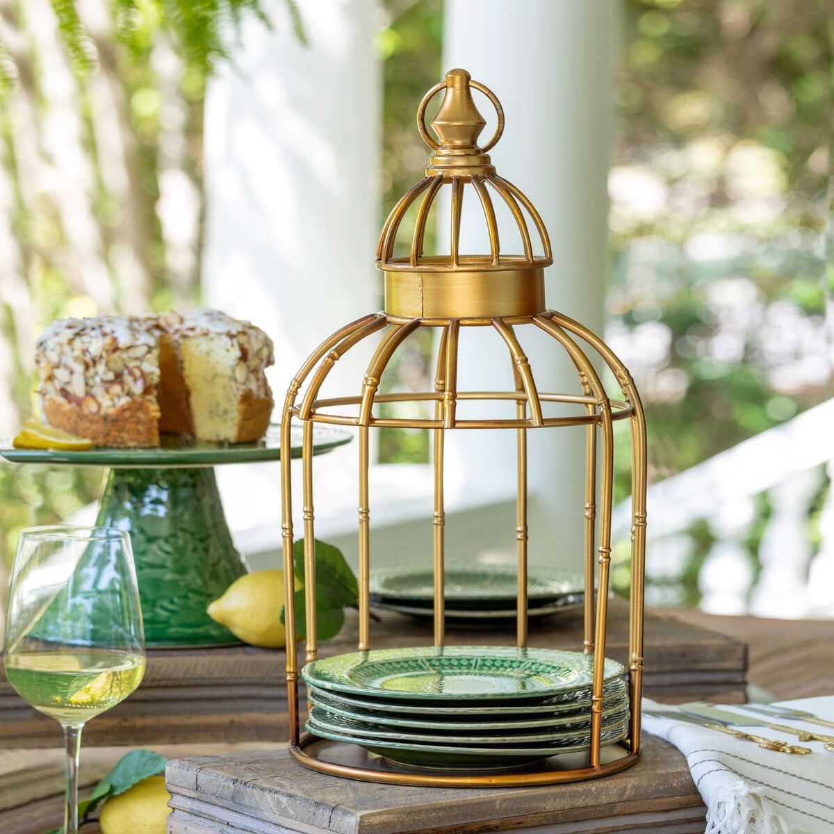 Decorative Vintage Gold Birdcage Centerpiece Stand