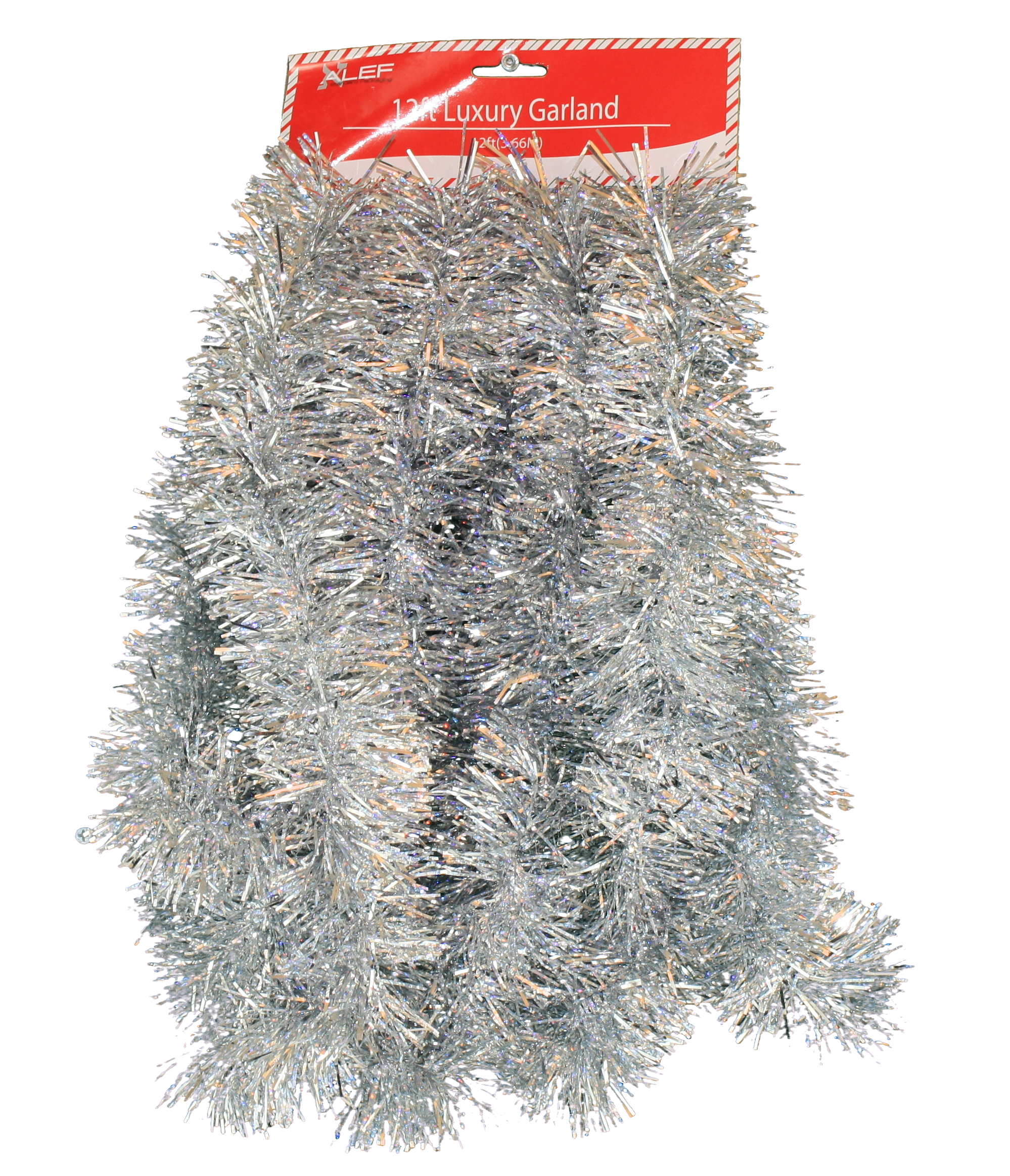 12 foot 5 Ply Holographic Tinsel Garland - Silver